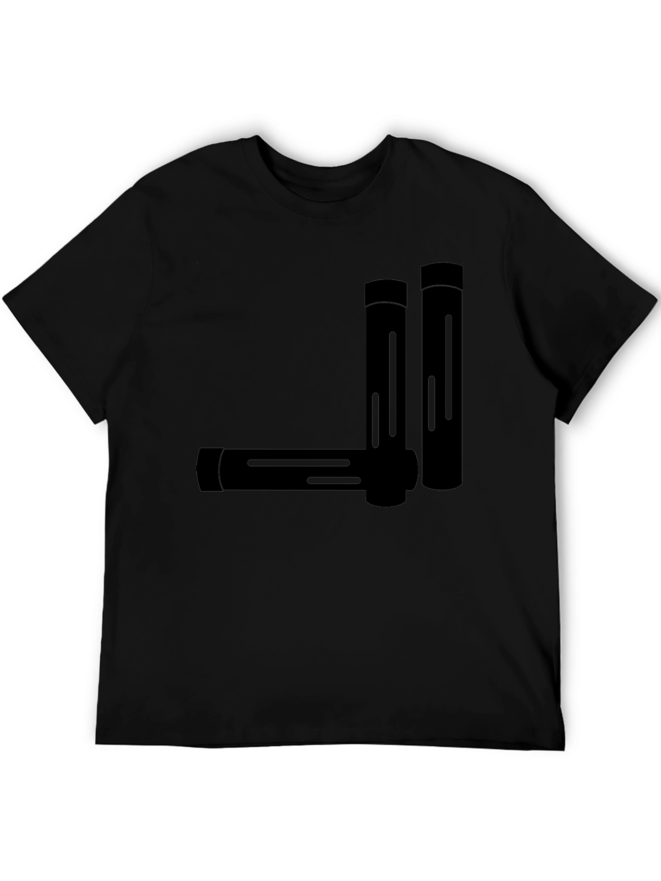 Minimalist Geometric Tubes Black T-Shirt