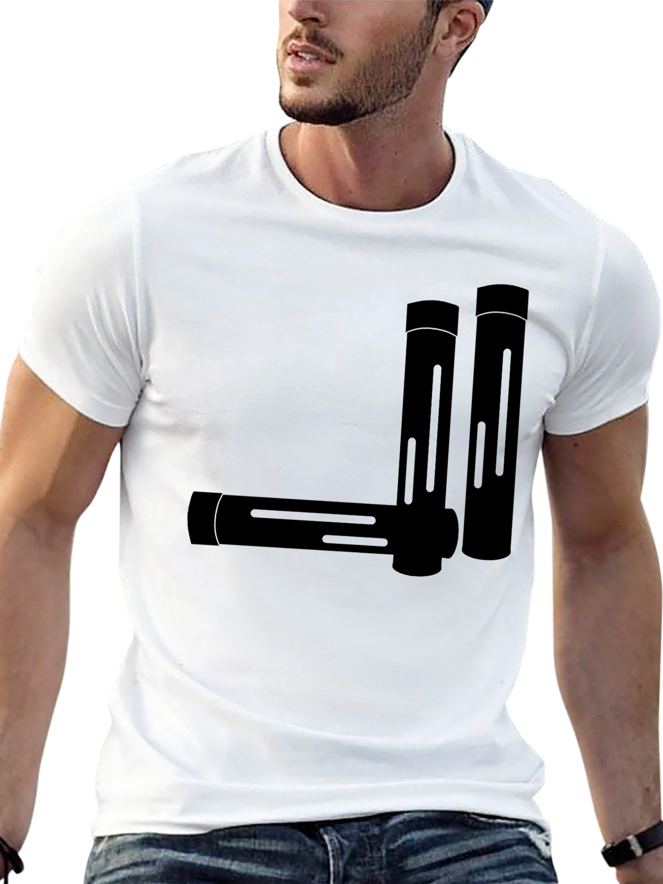 Minimalist Geometric Tubes Black T-Shirt