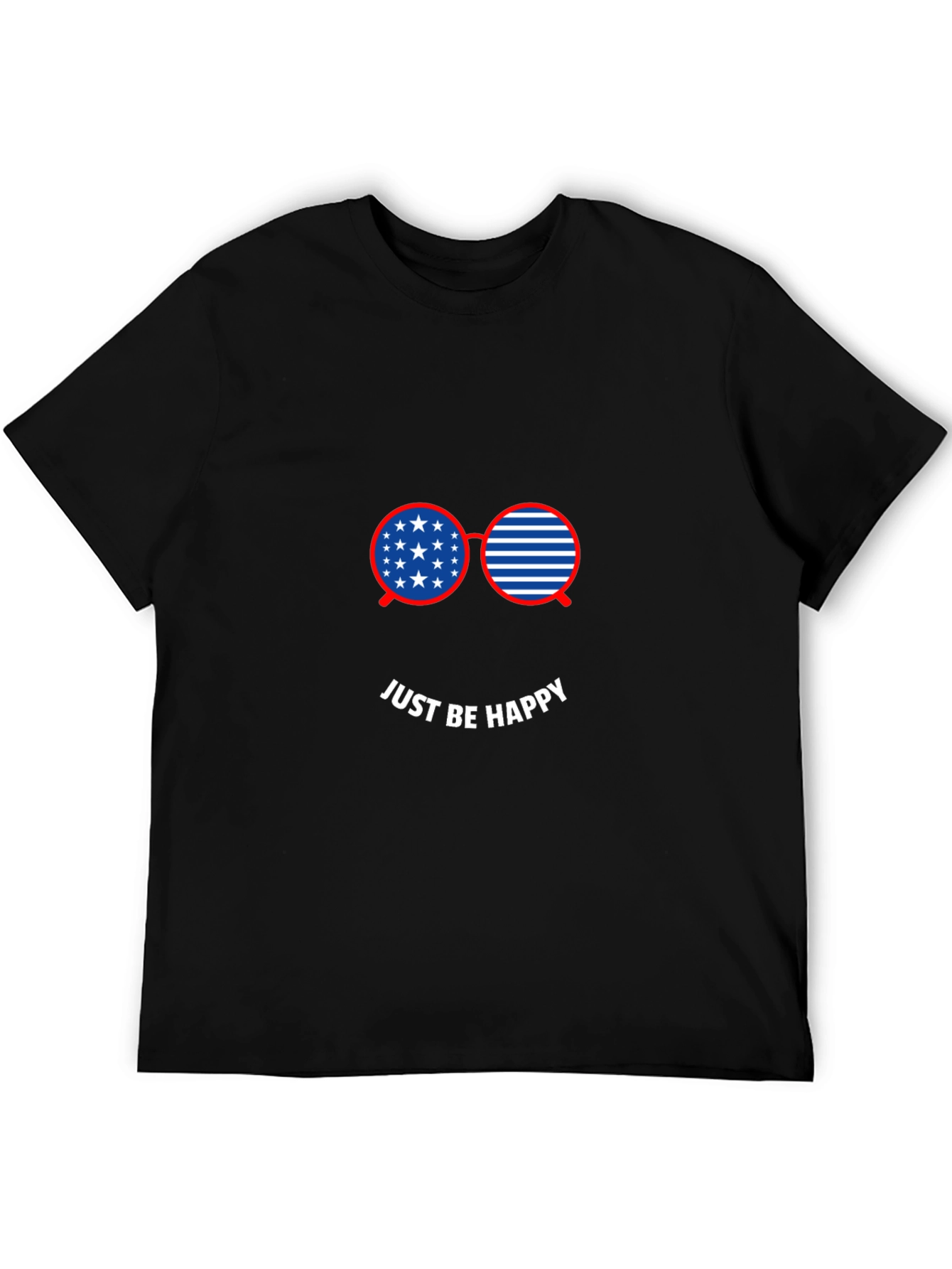 Just Be Happy American Flag Glasses Graphic Tee