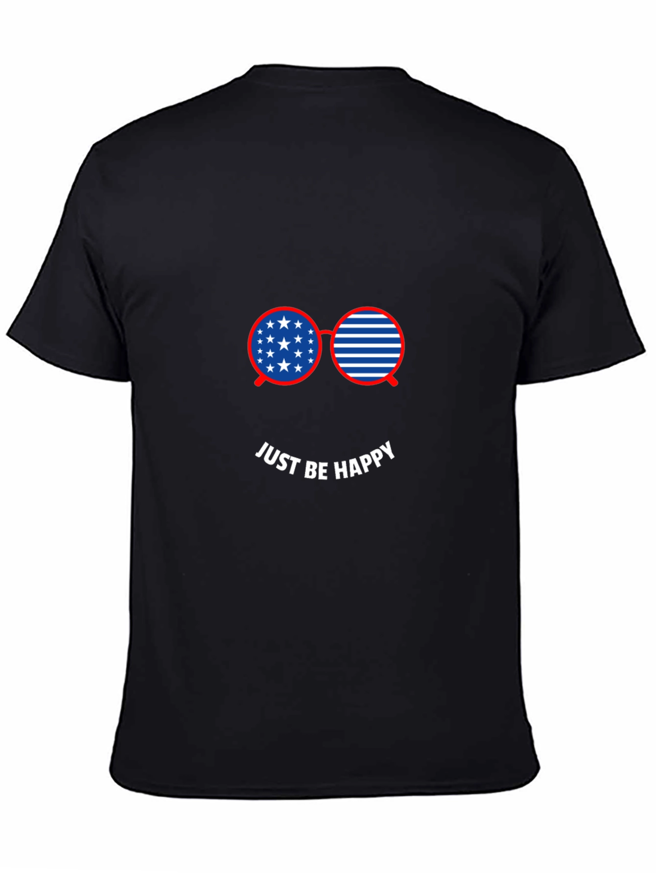 Just Be Happy American Flag Glasses Graphic Tee