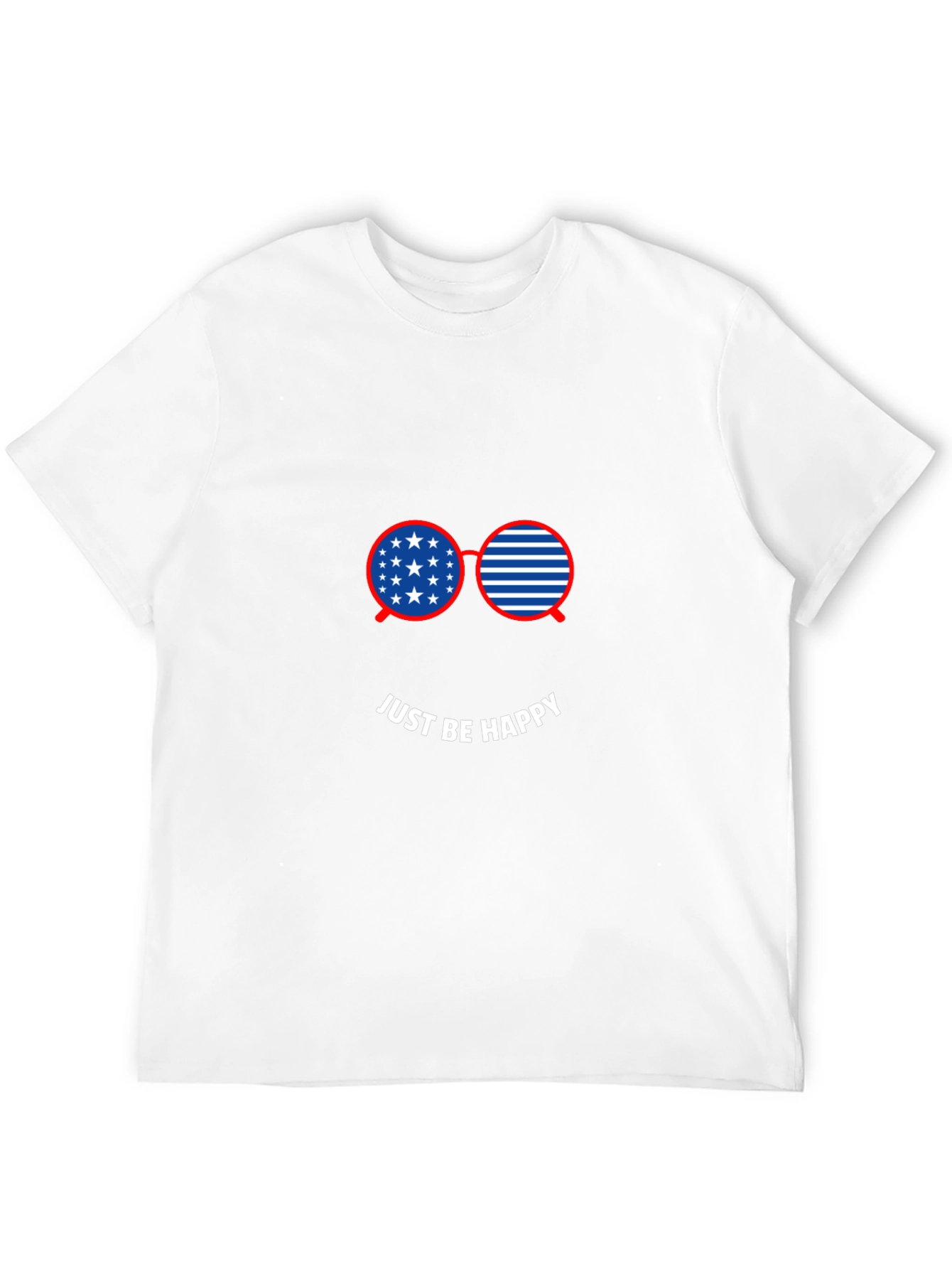 Just Be Happy American Flag Glasses Graphic Tee