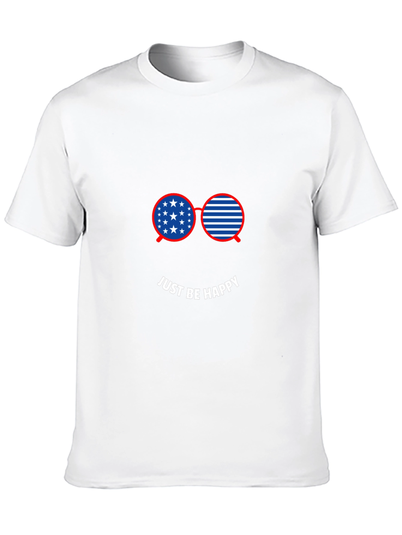 Just Be Happy American Flag Glasses Graphic Tee