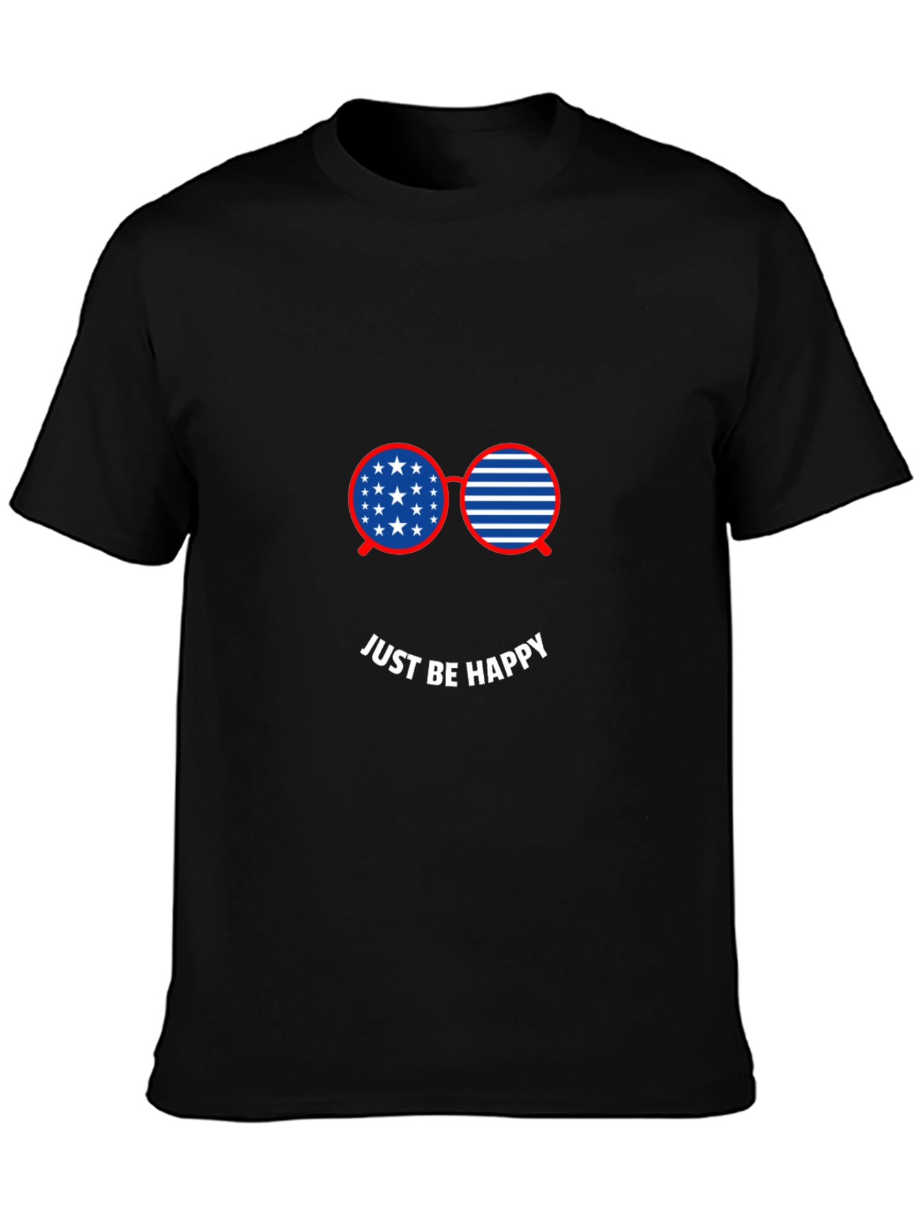 Just Be Happy American Flag Glasses Graphic Tee