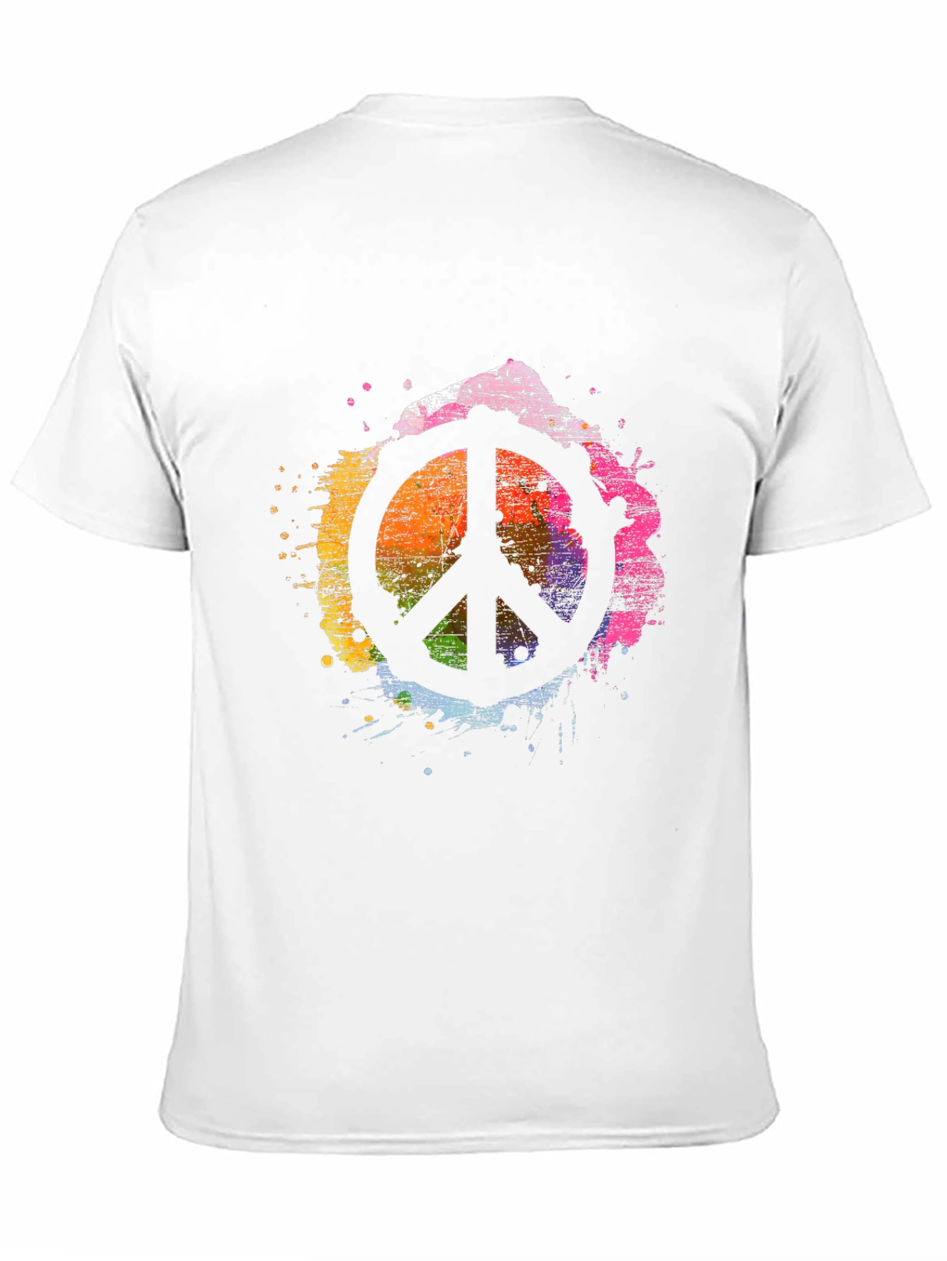 Peace Sign Rainbow Splatter Black T-Shirt