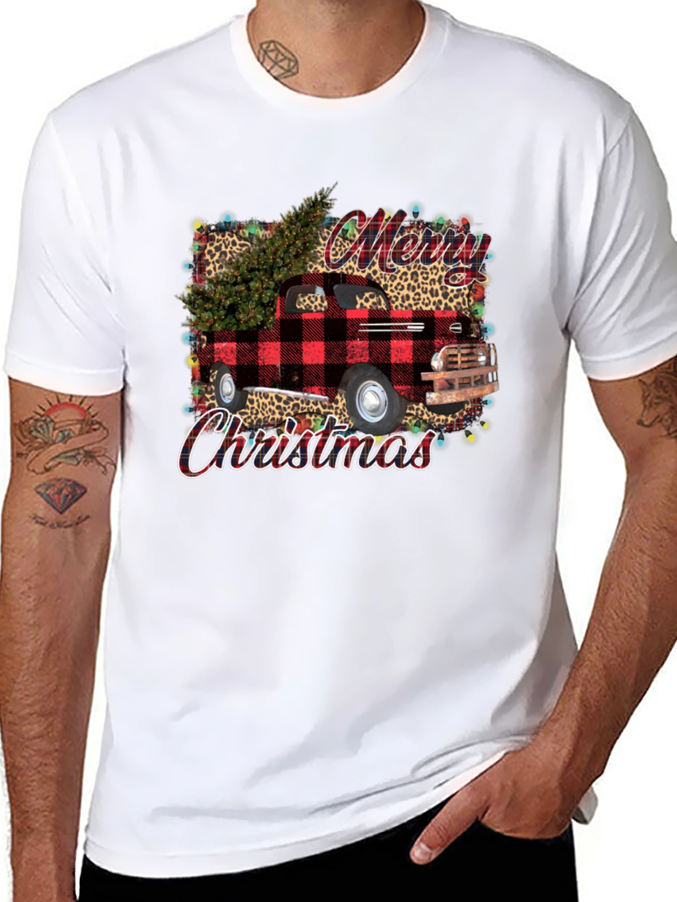 Merry Christmas Buffalo Plaid Truck T-Shirt