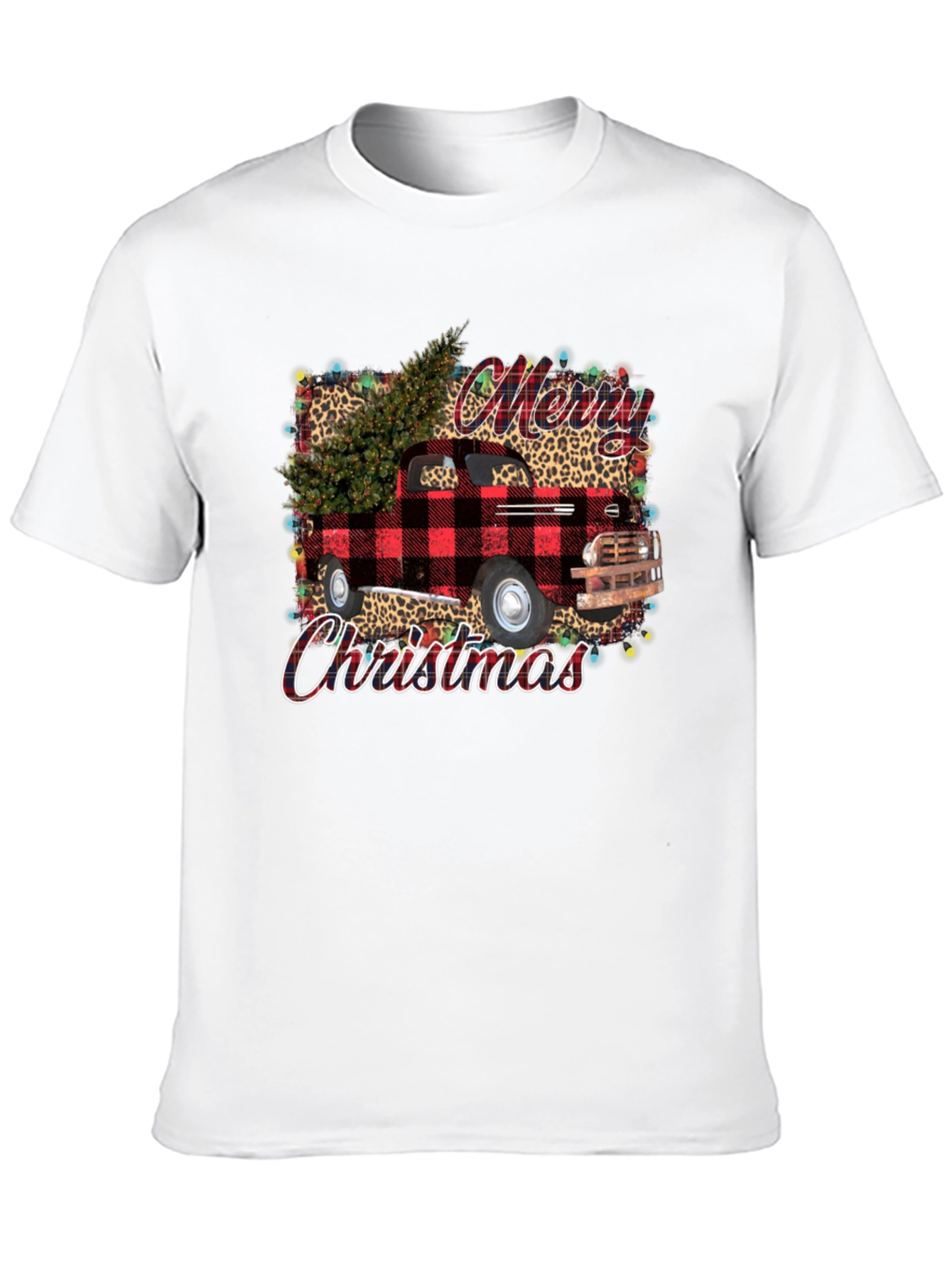 Merry Christmas Buffalo Plaid Truck T-Shirt