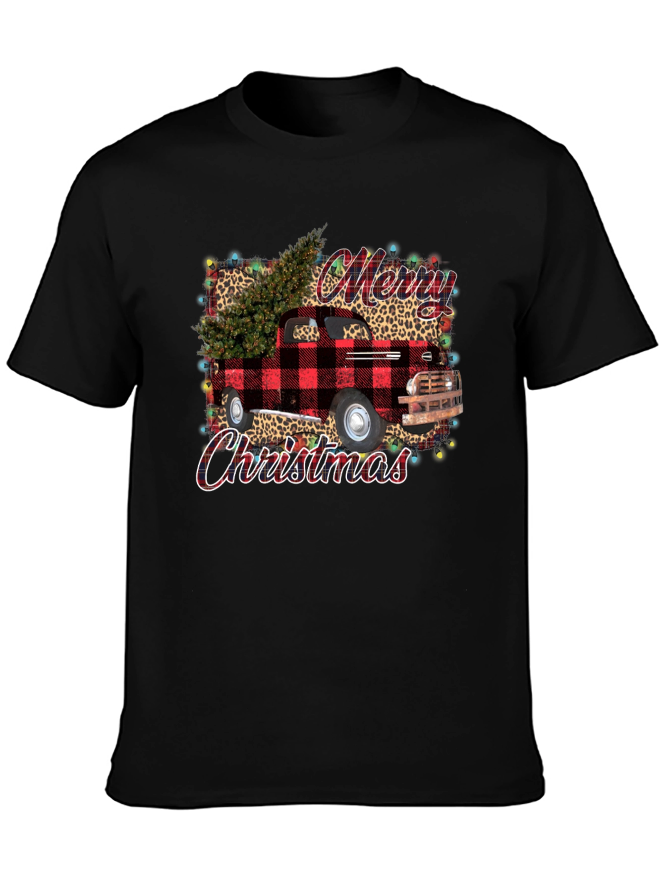 Merry Christmas Buffalo Plaid Truck T-Shirt