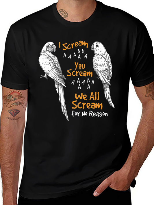 Funny Parrot T-Shirt - I Scream You Scream Design