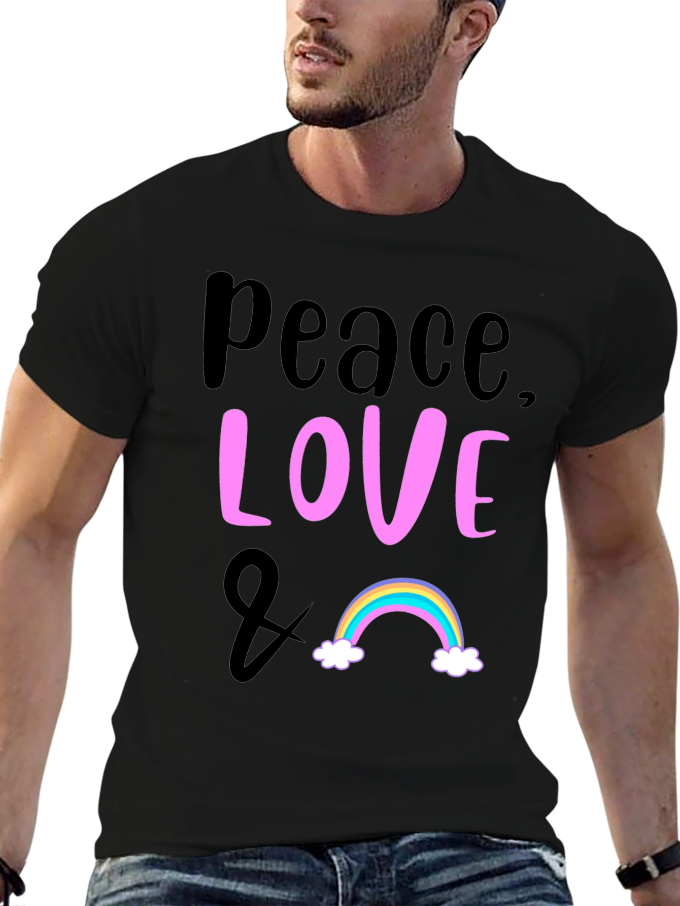 Peace Love & Rainbow Graphic T-Shirt