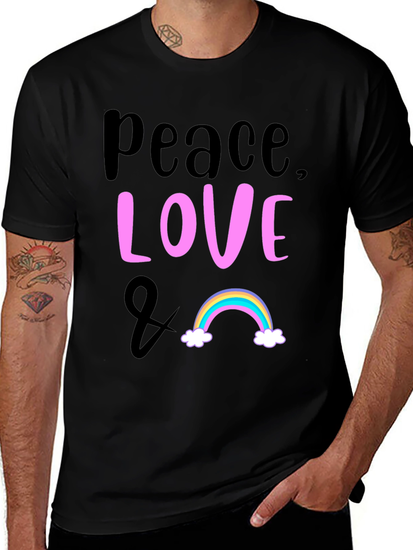 Peace Love & Rainbow Graphic T-Shirt