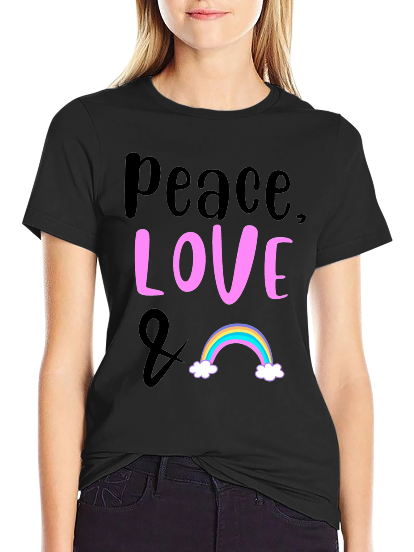 Peace Love & Rainbow Graphic T-Shirt