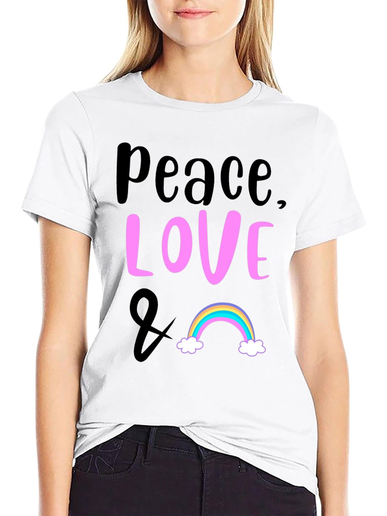 Peace Love & Rainbow Graphic T-Shirt