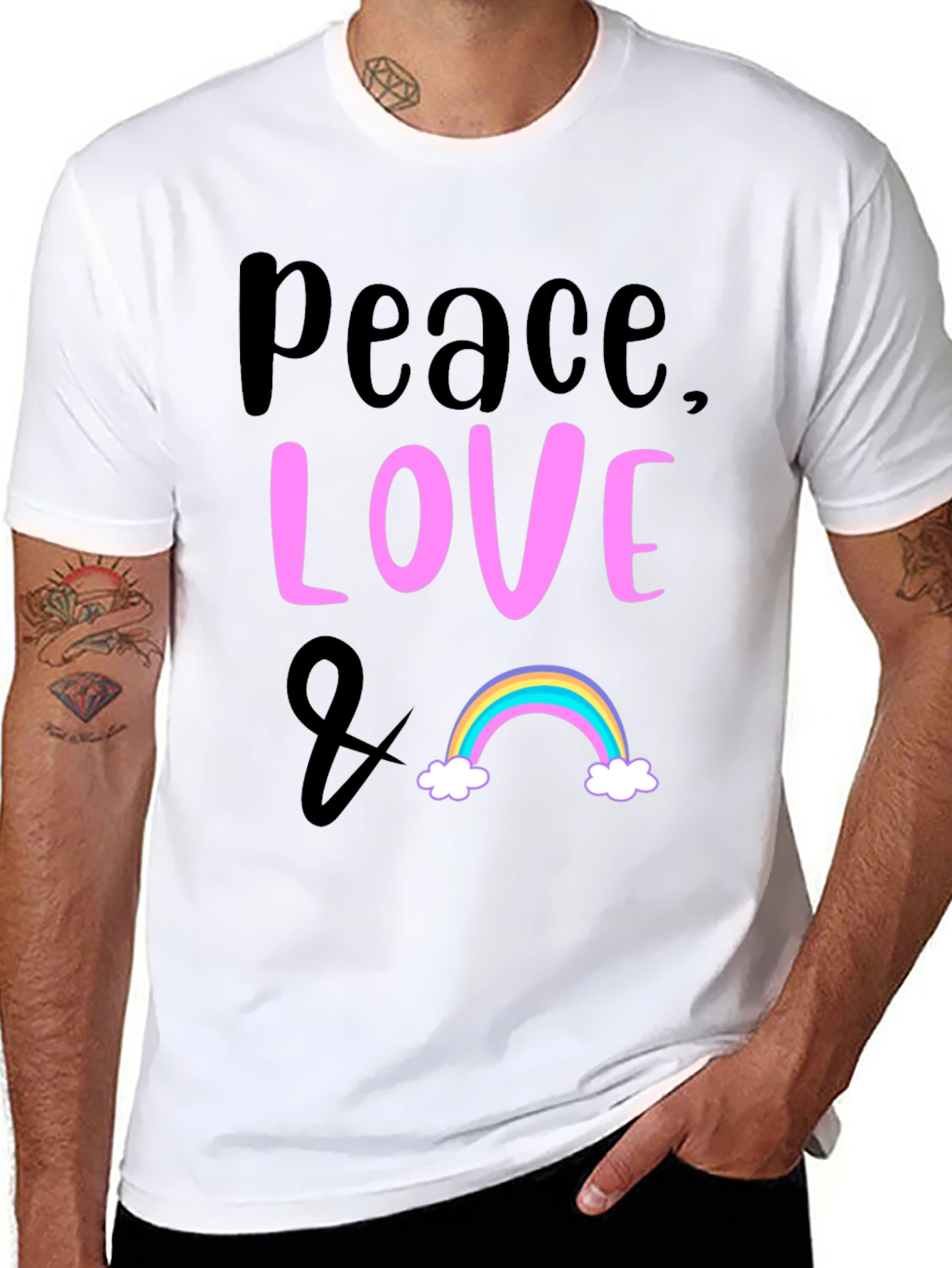 Peace Love & Rainbow Graphic T-Shirt