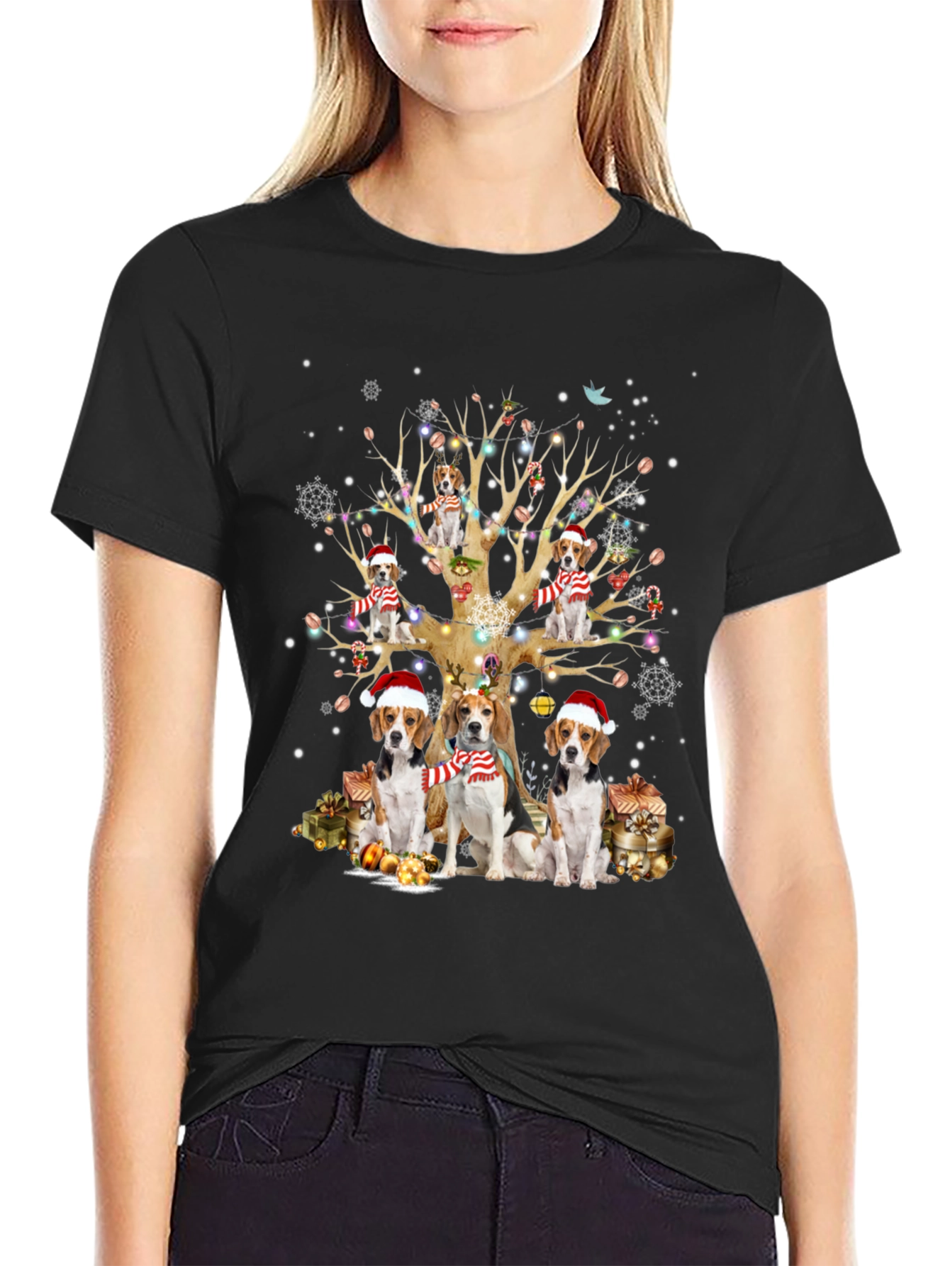 Festive Beagle Christmas Tree T-Shirt
