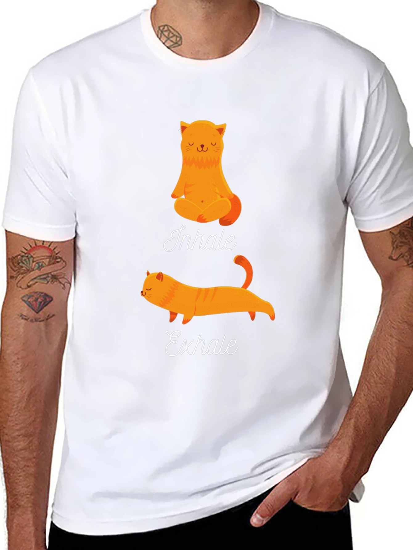 Yoga Cat Inhale Exhale Graphic Tee
