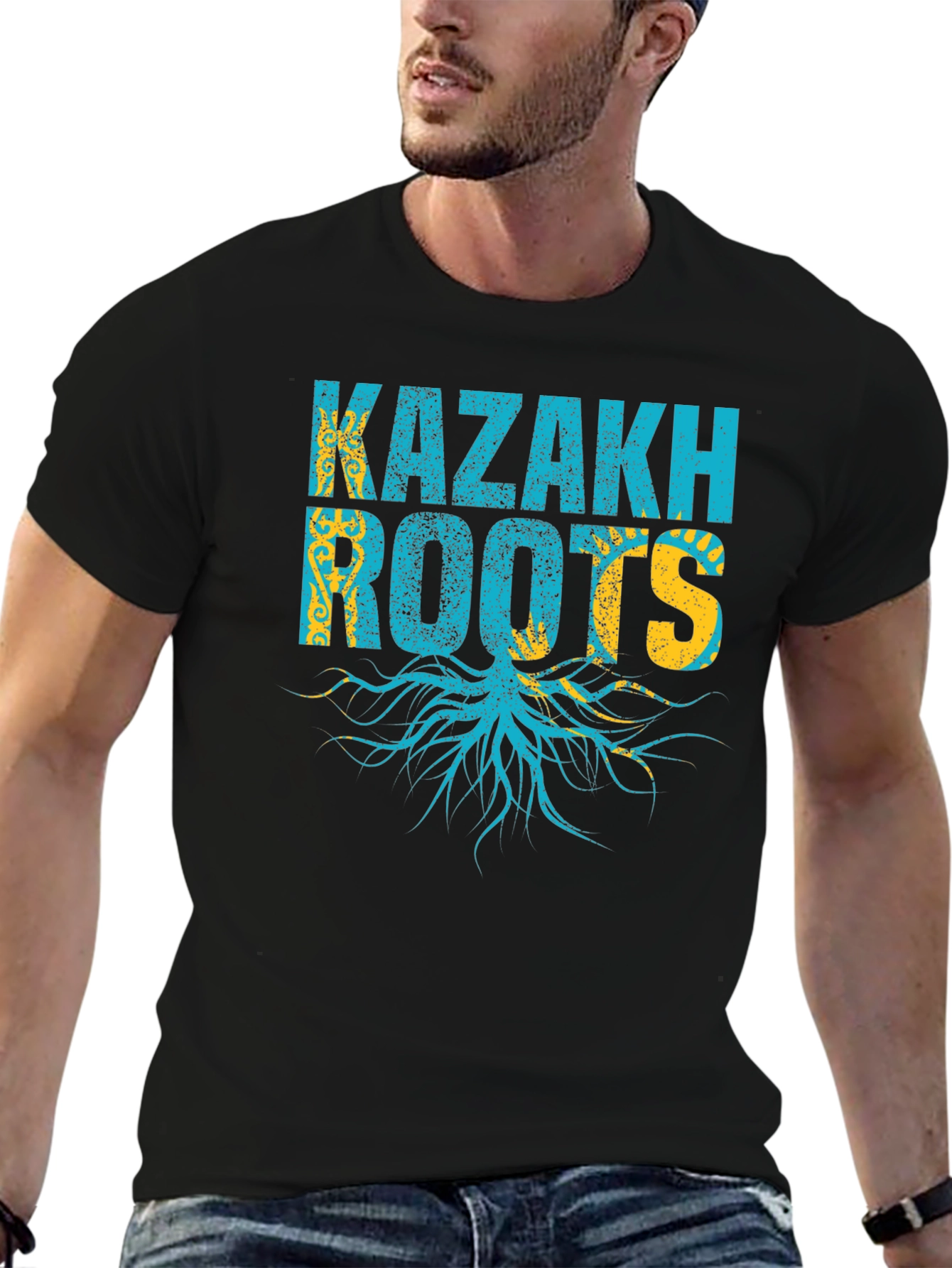 Kazakh Roots T-Shirt - Black Cotton Tee