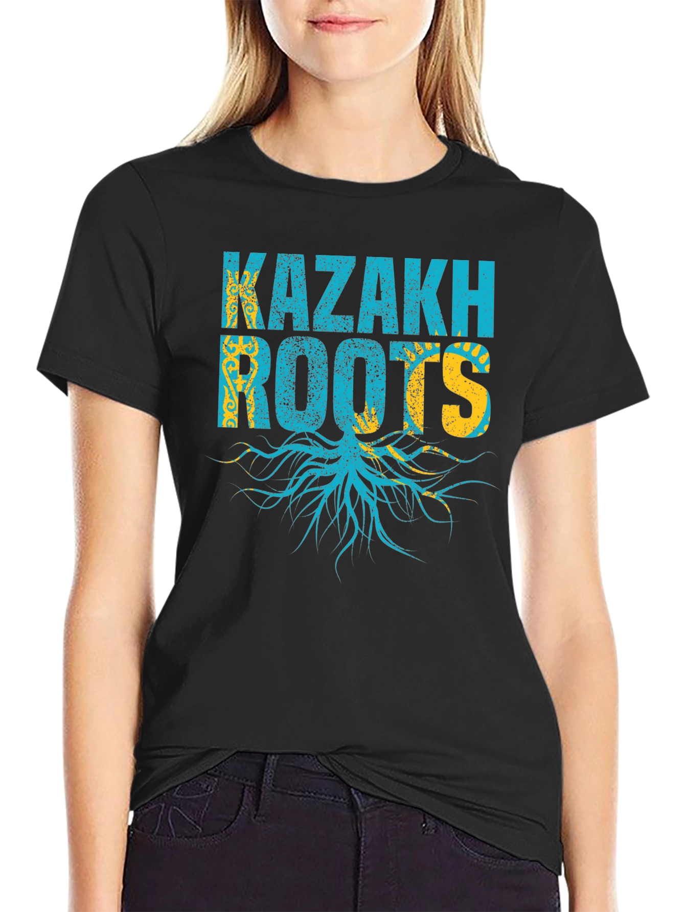 Kazakh Roots T-Shirt - Black Cotton Tee