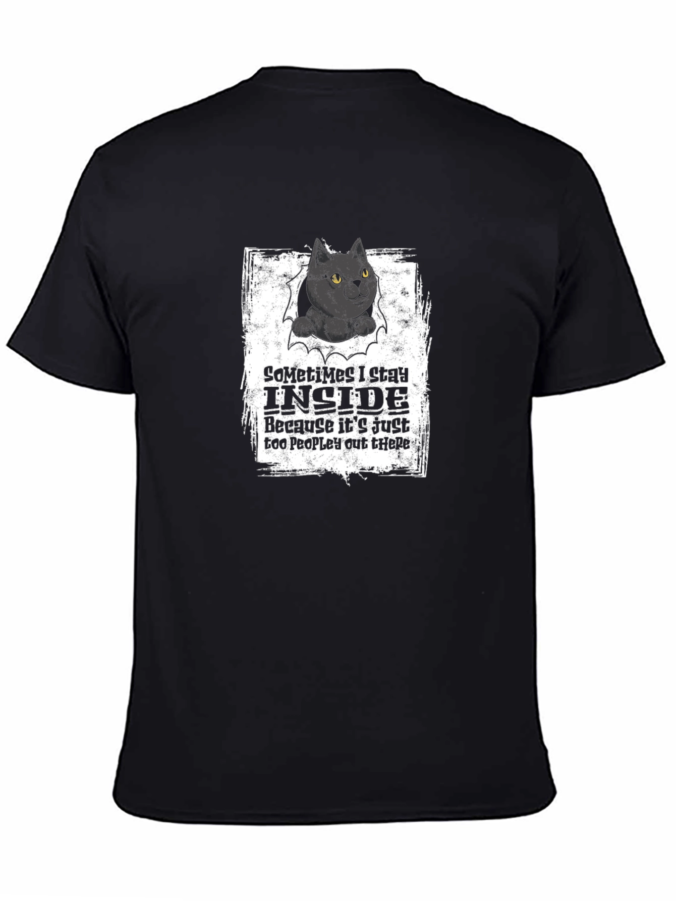 Black Cat Graphic T-Shirt: Introvert Humor Tee