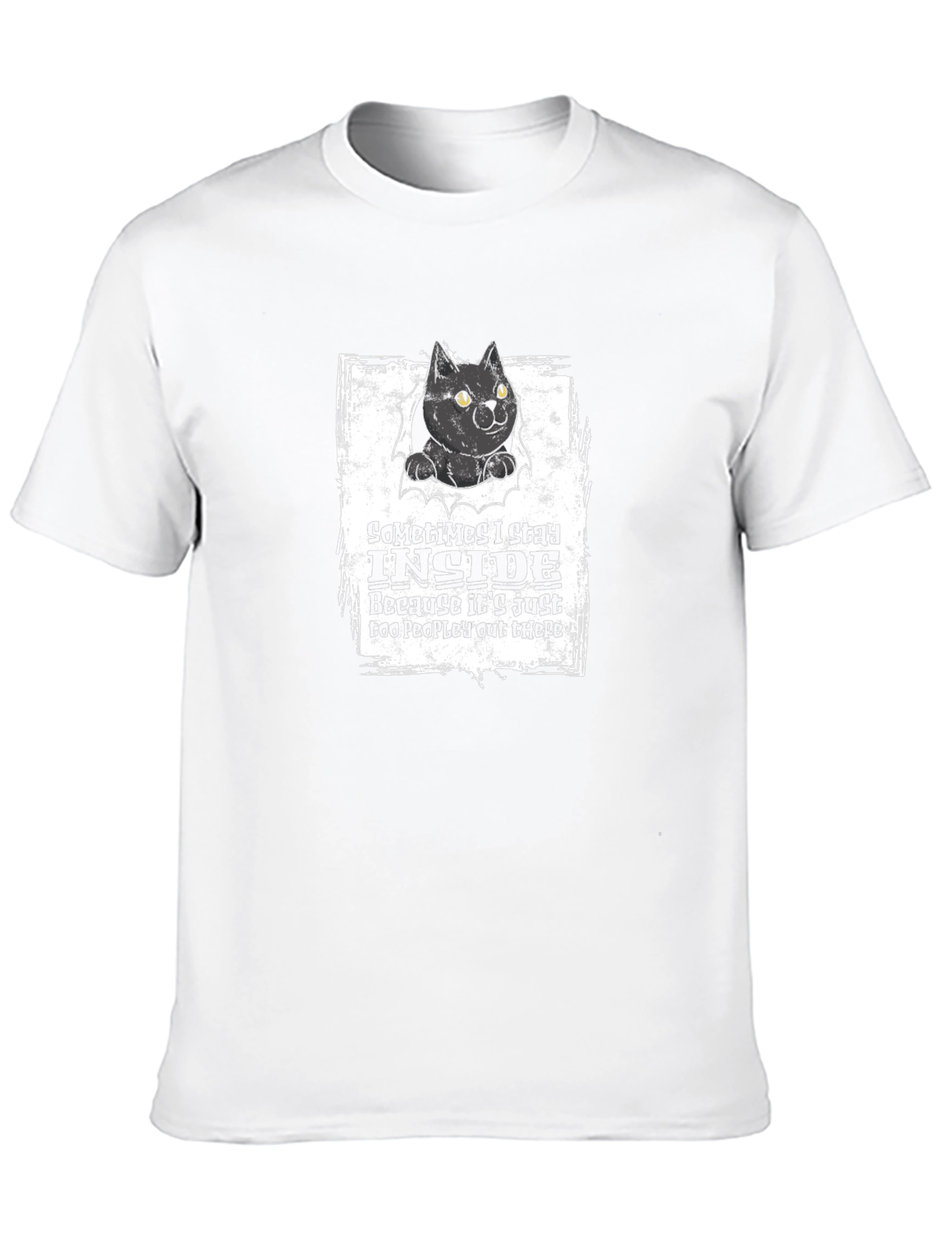 Black Cat Graphic T-Shirt: Introvert Humor Tee