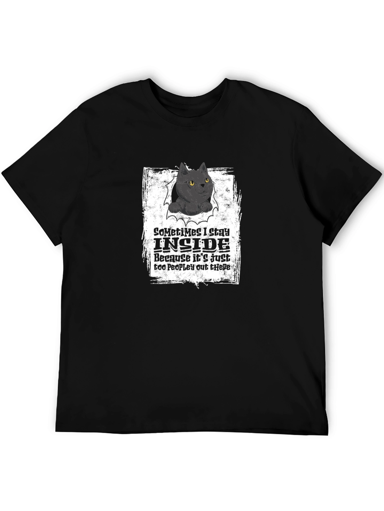 Black Cat Graphic T-Shirt: Introvert Humor Tee