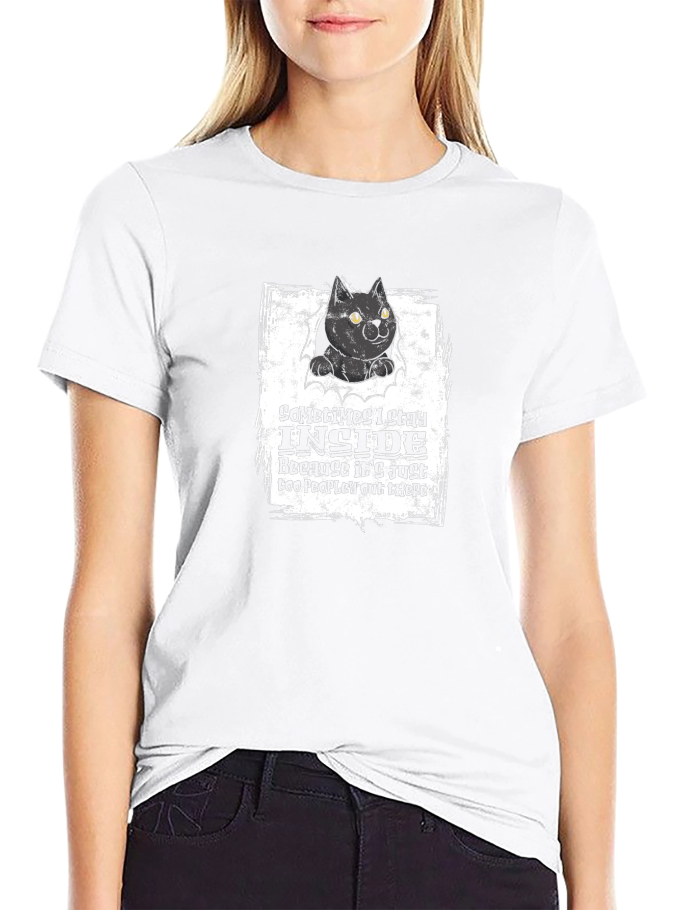 Black Cat Graphic T-Shirt: Introvert Humor Tee