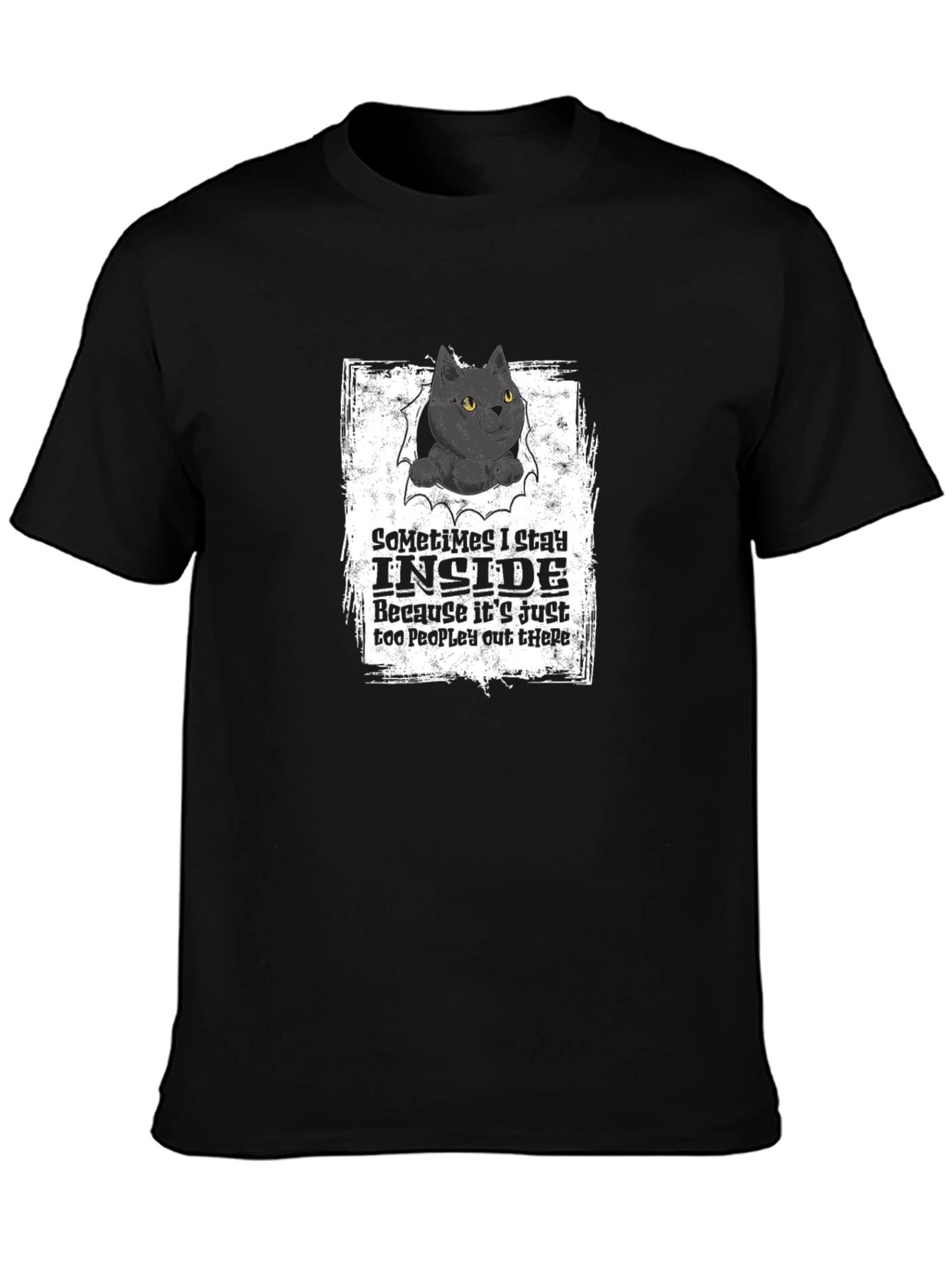Black Cat Graphic T-Shirt: Introvert Humor Tee