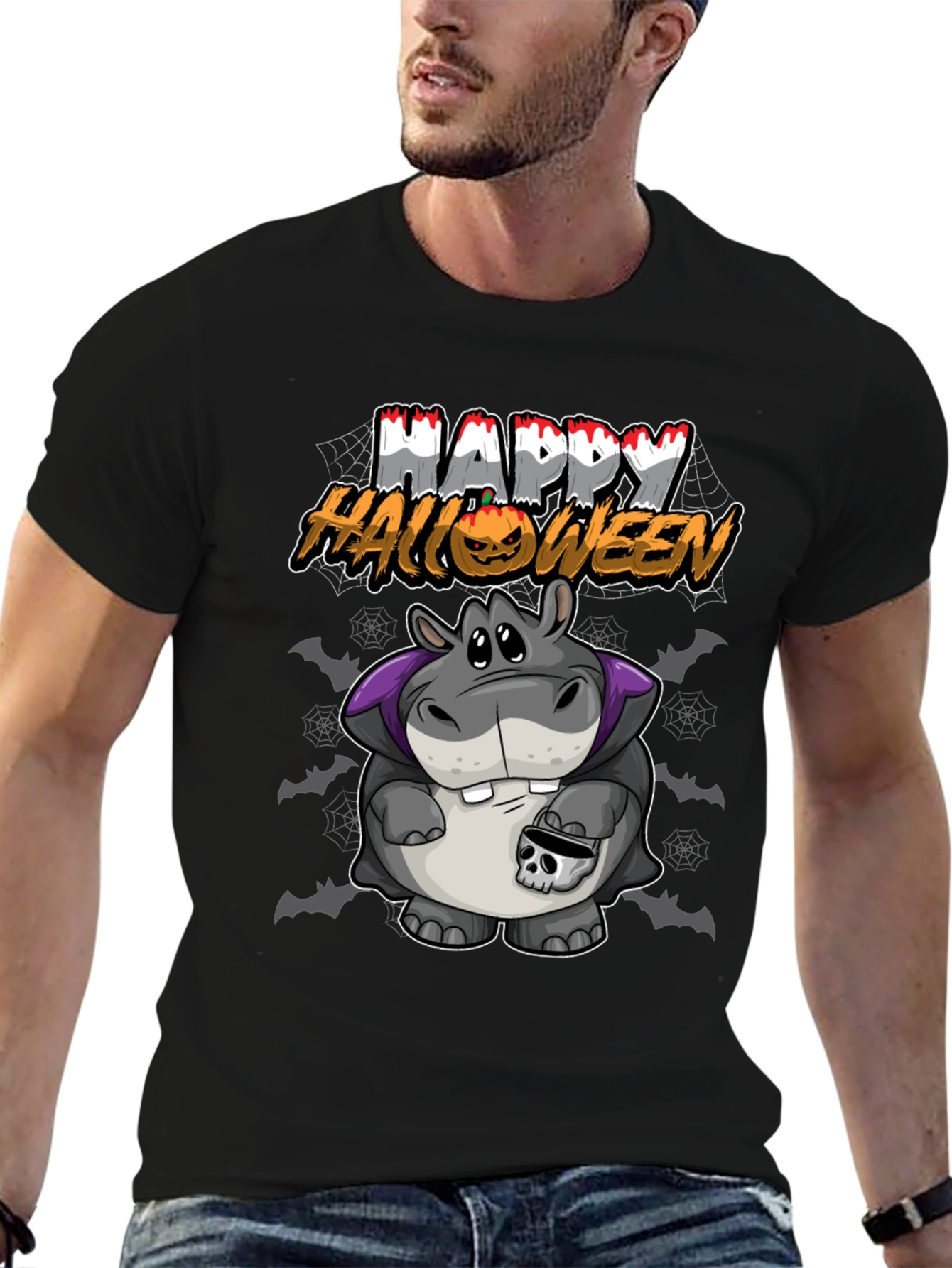 Happy Halloween Hippo Graphic T-Shirt