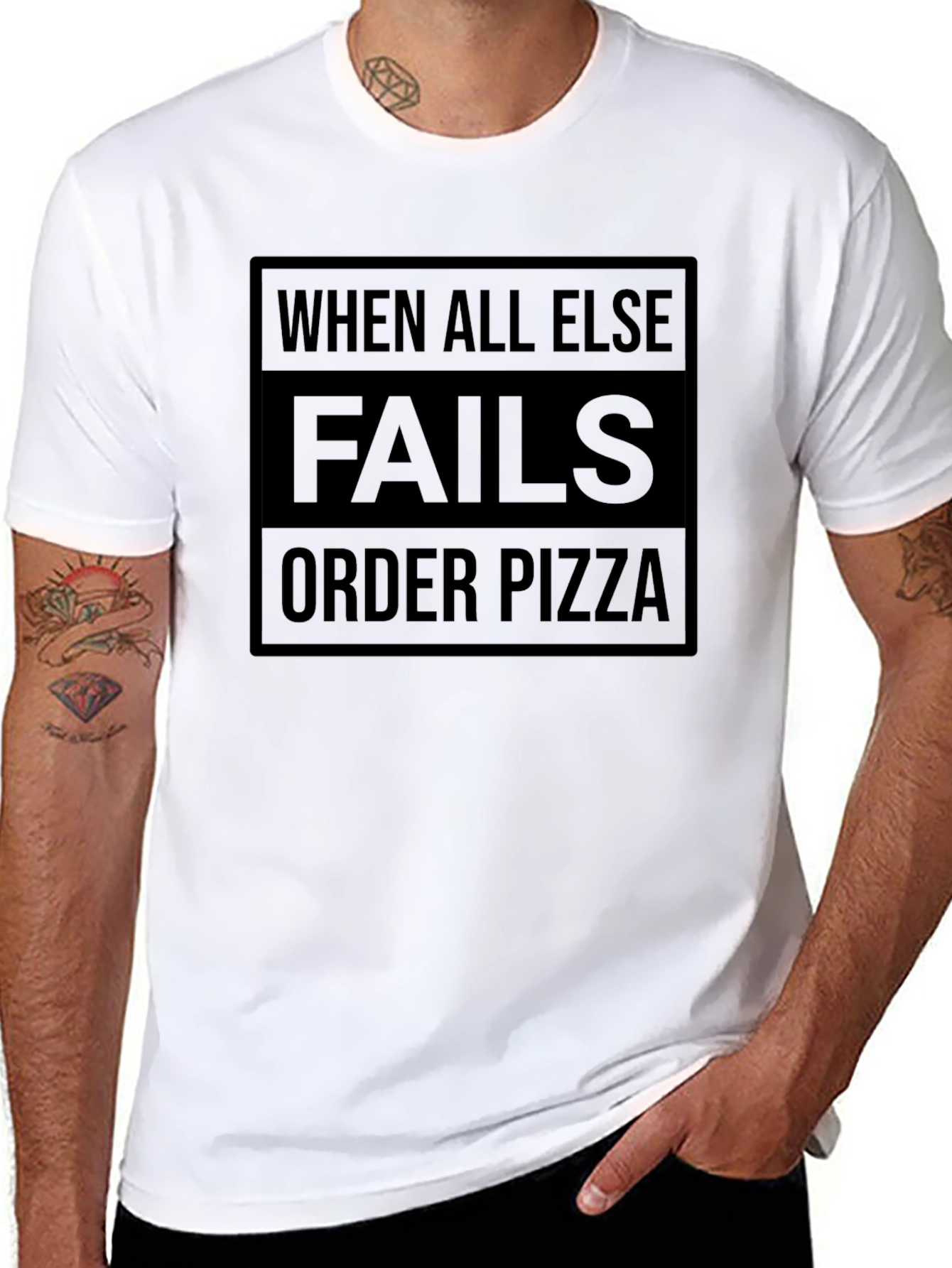 When All Else Fails Order Pizza Black T-Shirt