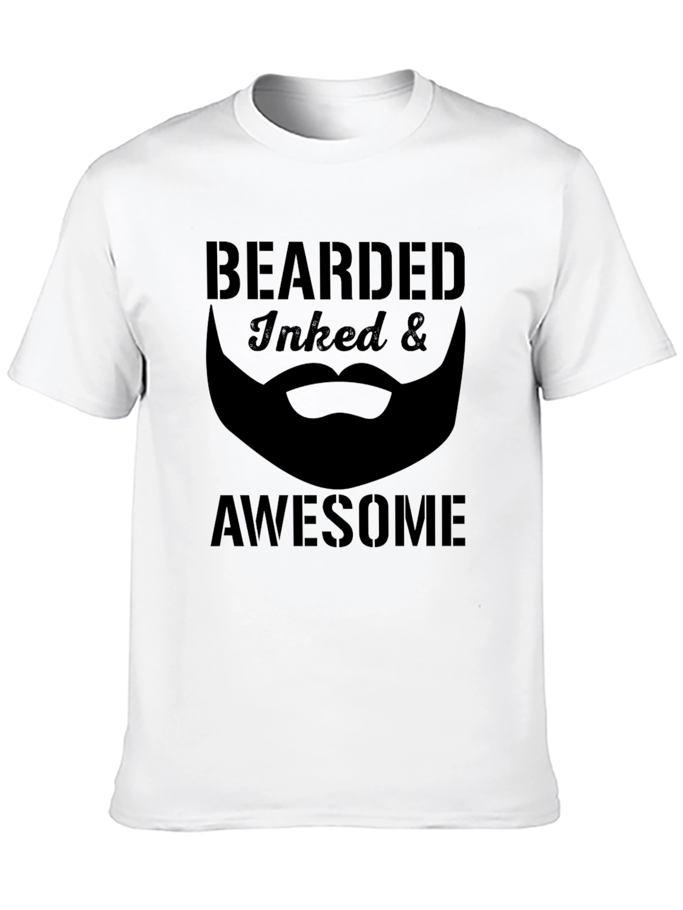 Bearded Inked Awesome Black Graphic Tee