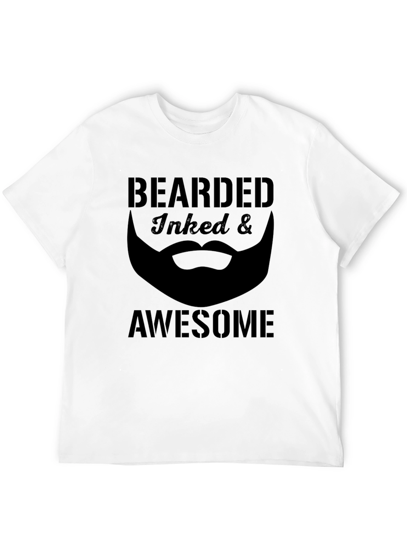 Bearded Inked Awesome Black Graphic Tee