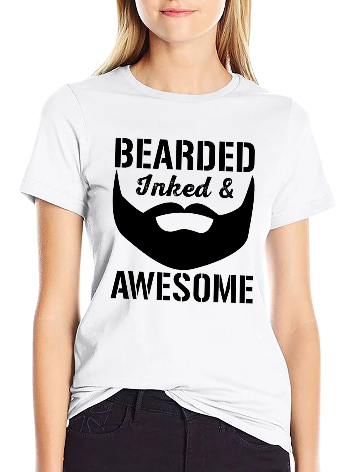 Bearded Inked Awesome Black Graphic Tee