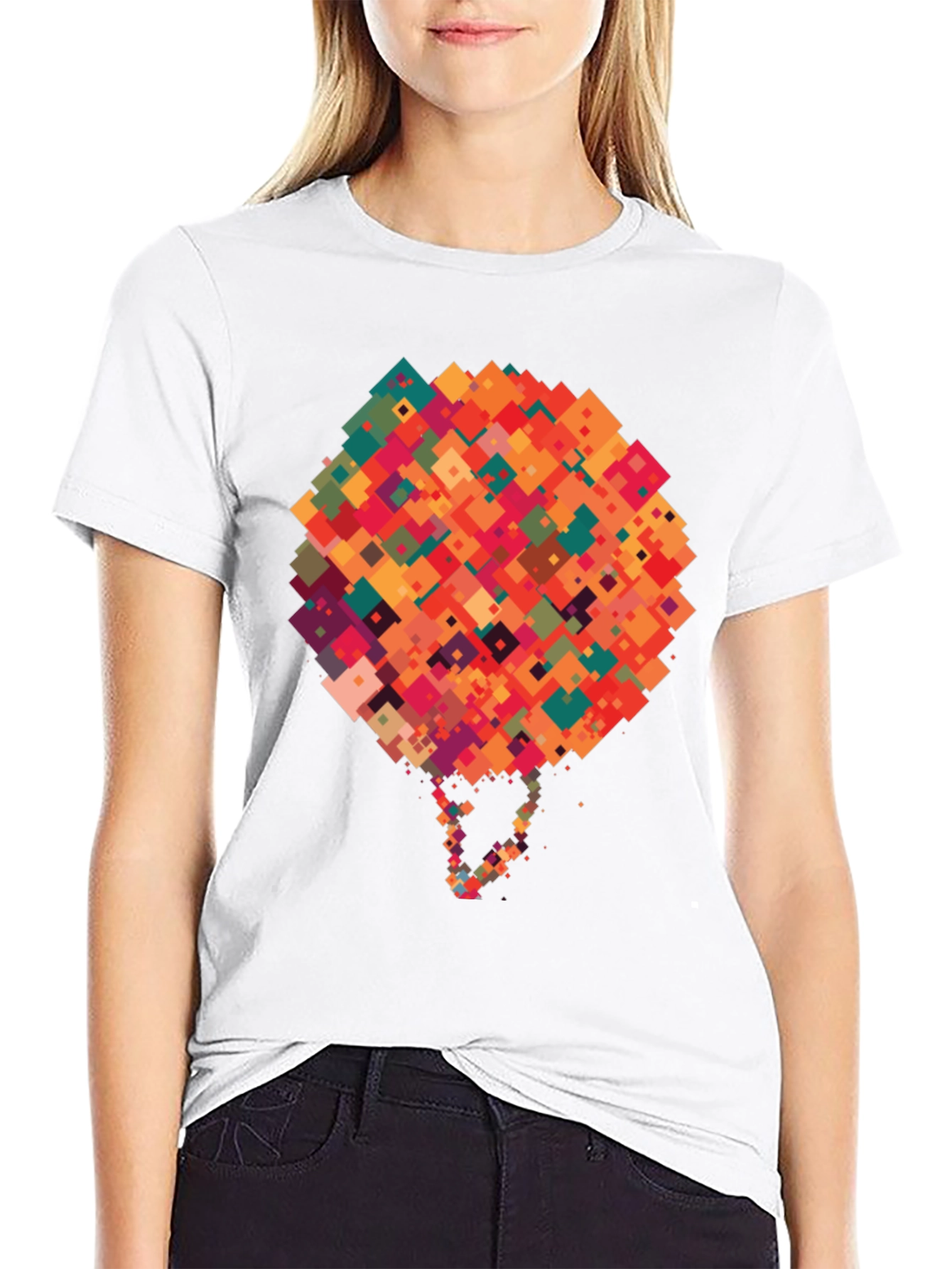 Abstract Pixel Art Graphic Black T-Shirt