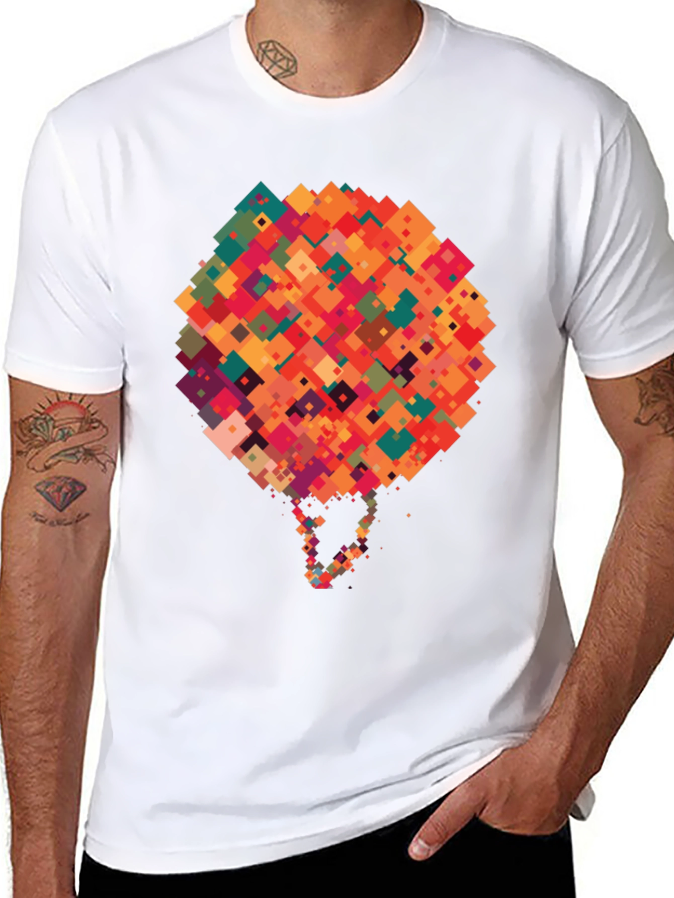 Abstract Pixel Art Graphic Black T-Shirt