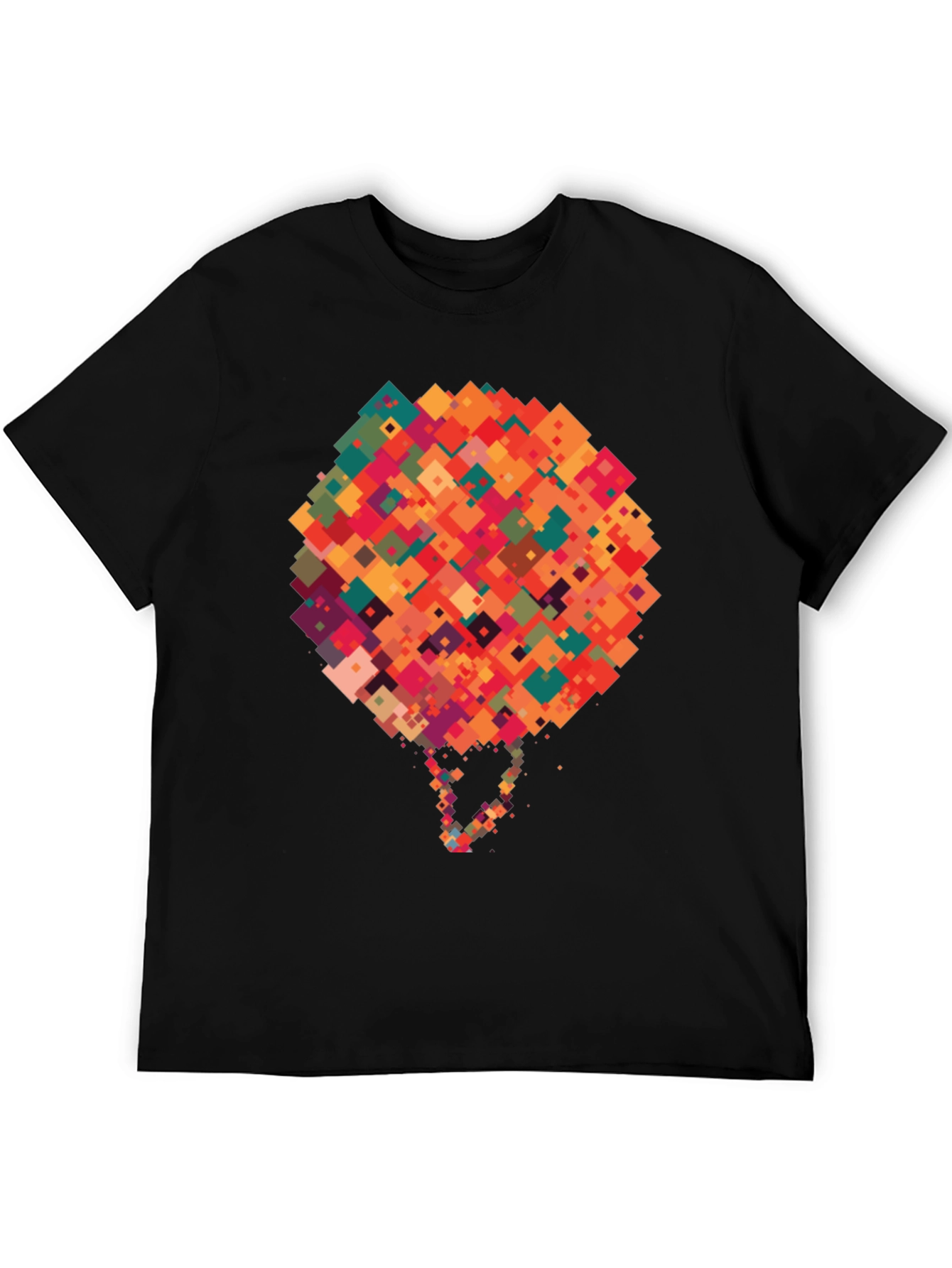 Abstract Pixel Art Graphic Black T-Shirt