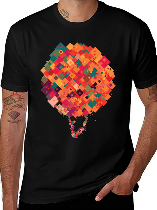 Abstract Pixel Art Graphic Black T-Shirt