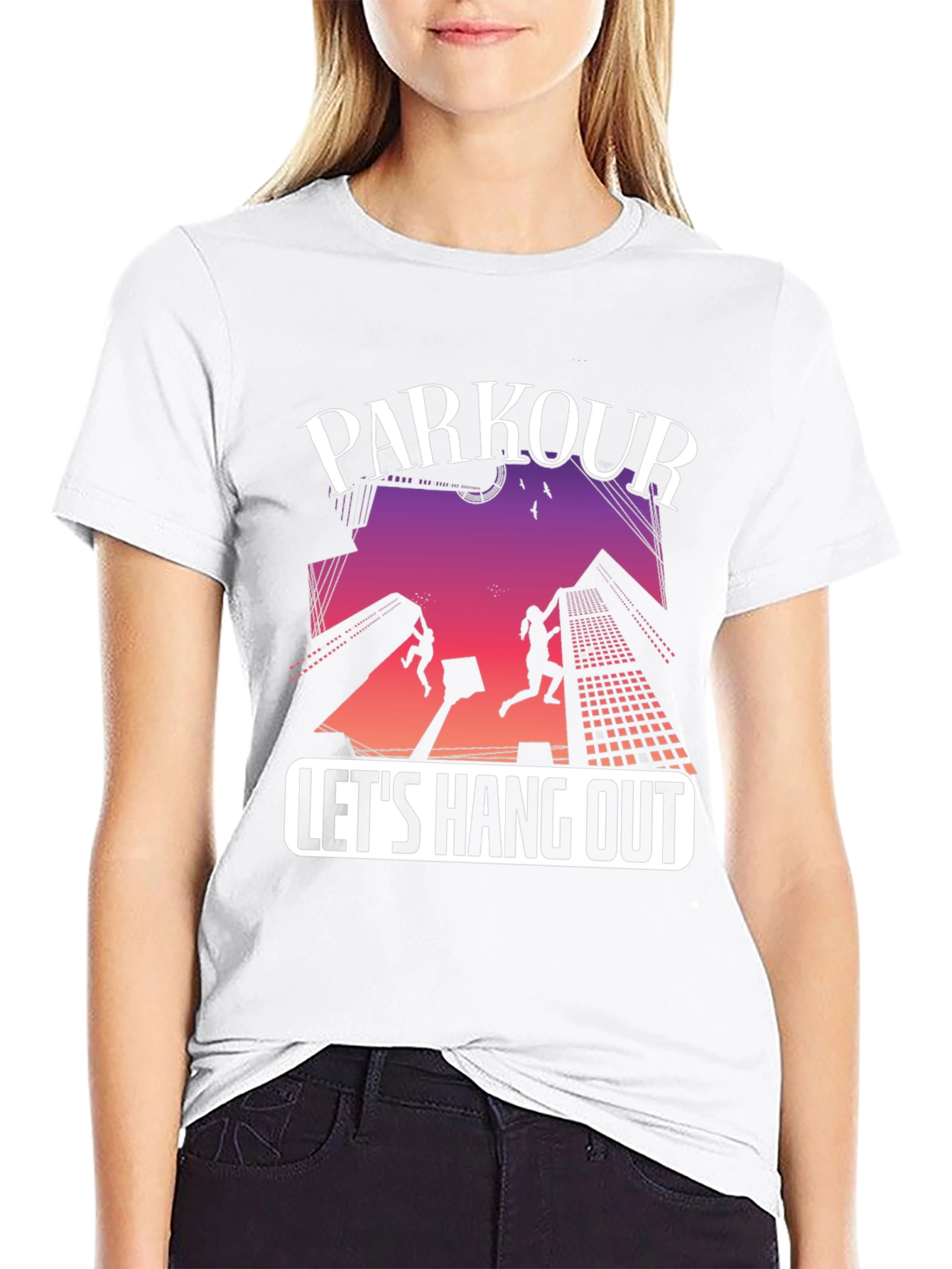 Parkour Lets Hang Out Black Graphic Tee