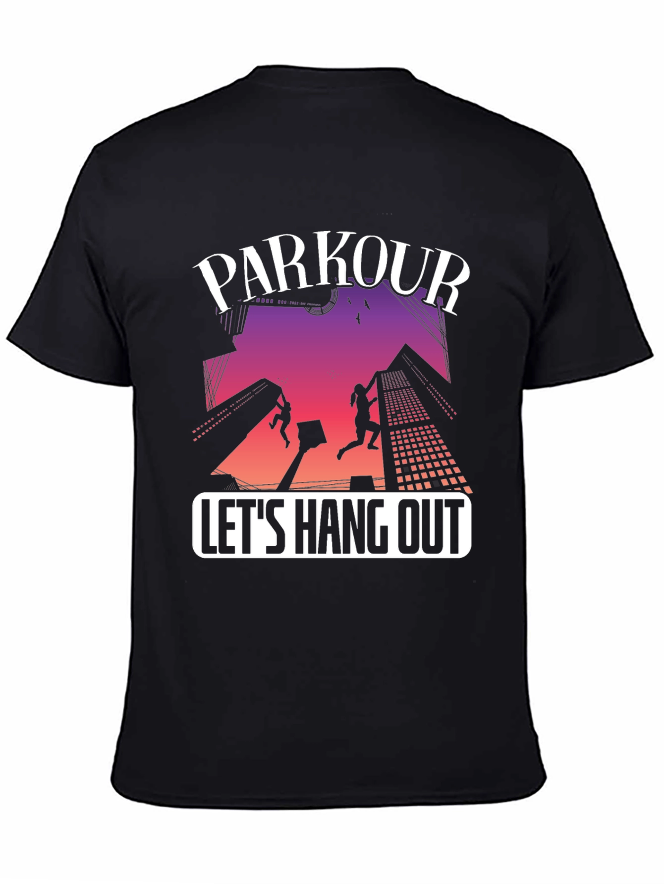 Parkour Lets Hang Out Black Graphic Tee