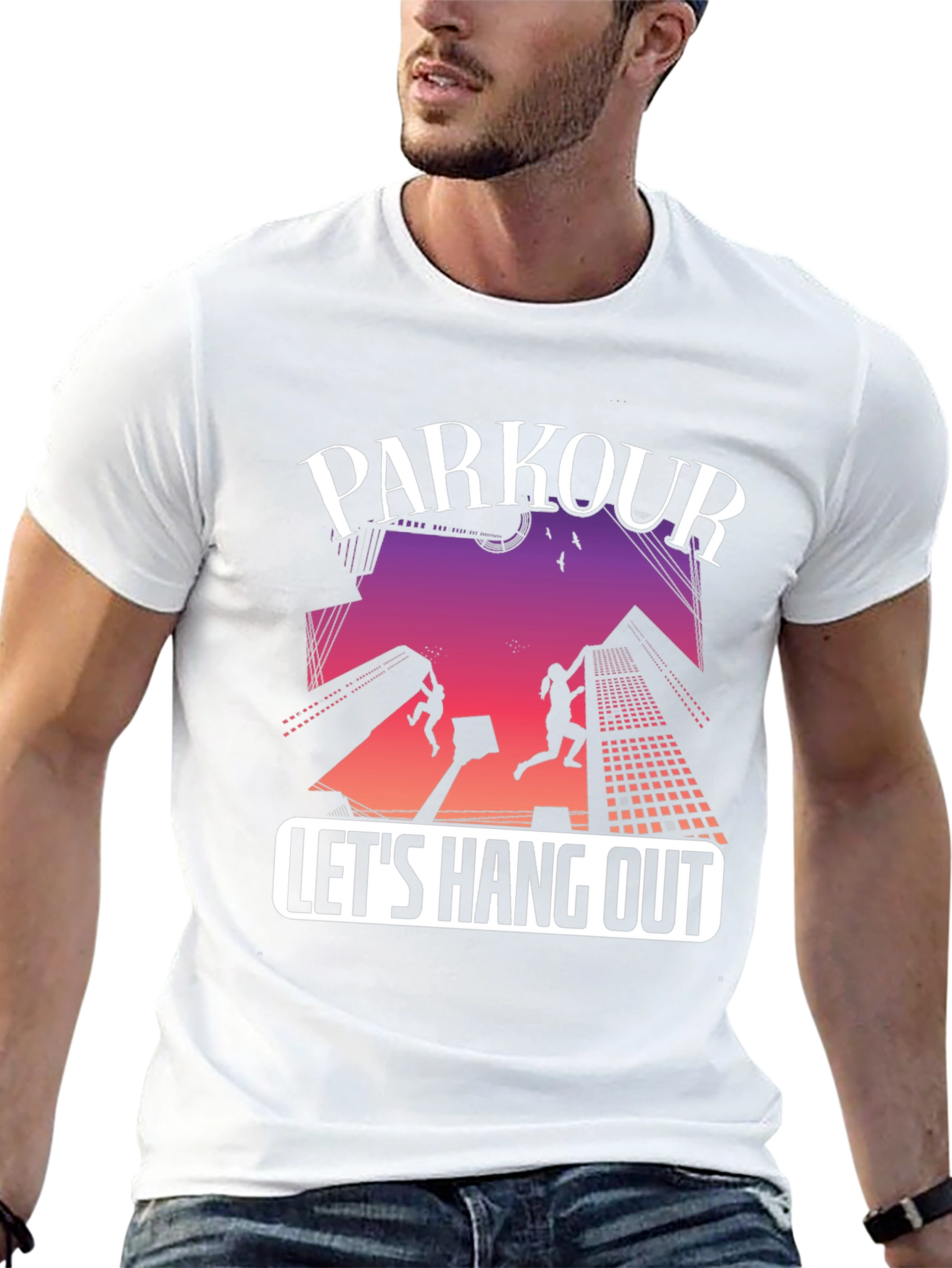 Parkour Lets Hang Out Black Graphic Tee