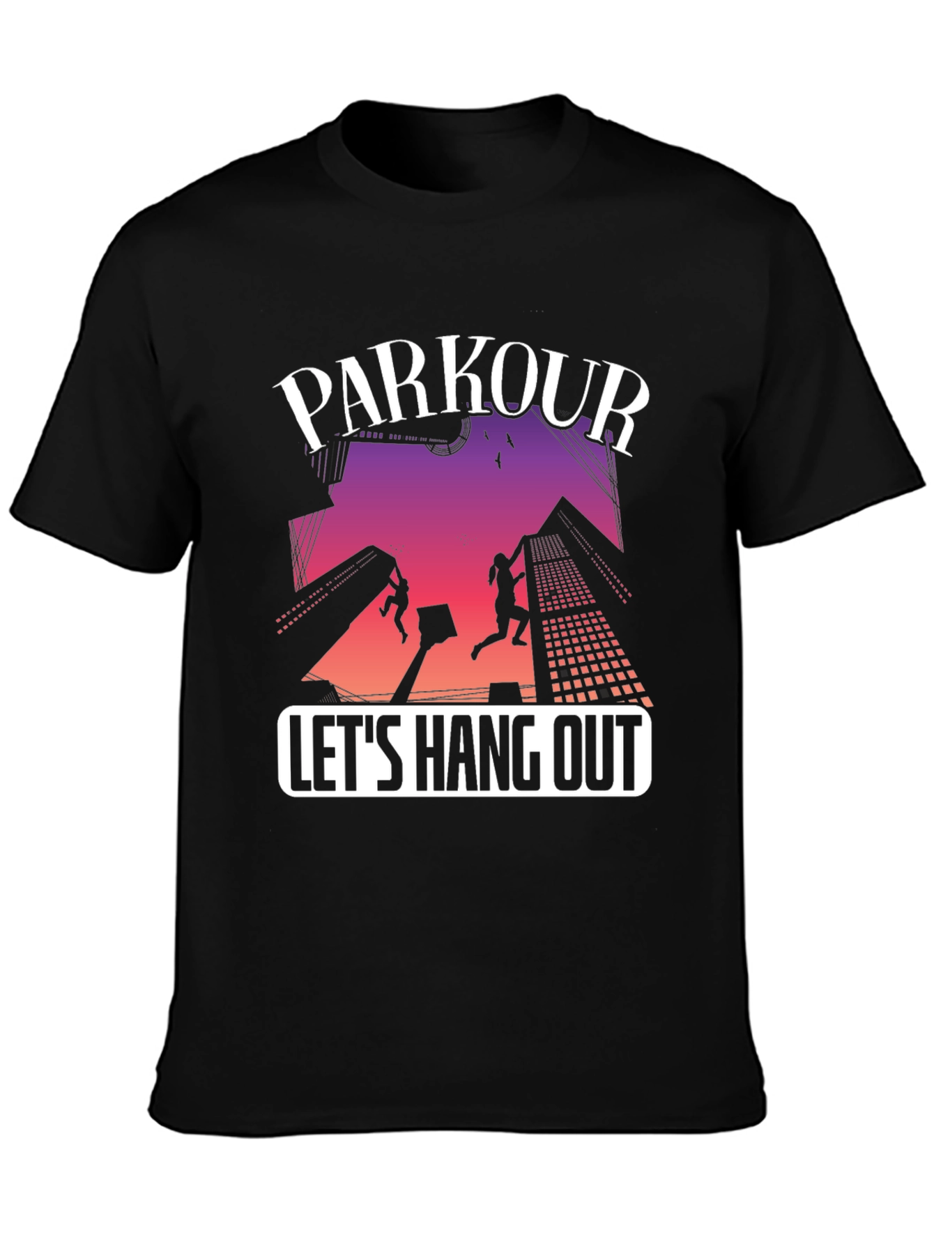 Parkour Lets Hang Out Black Graphic Tee