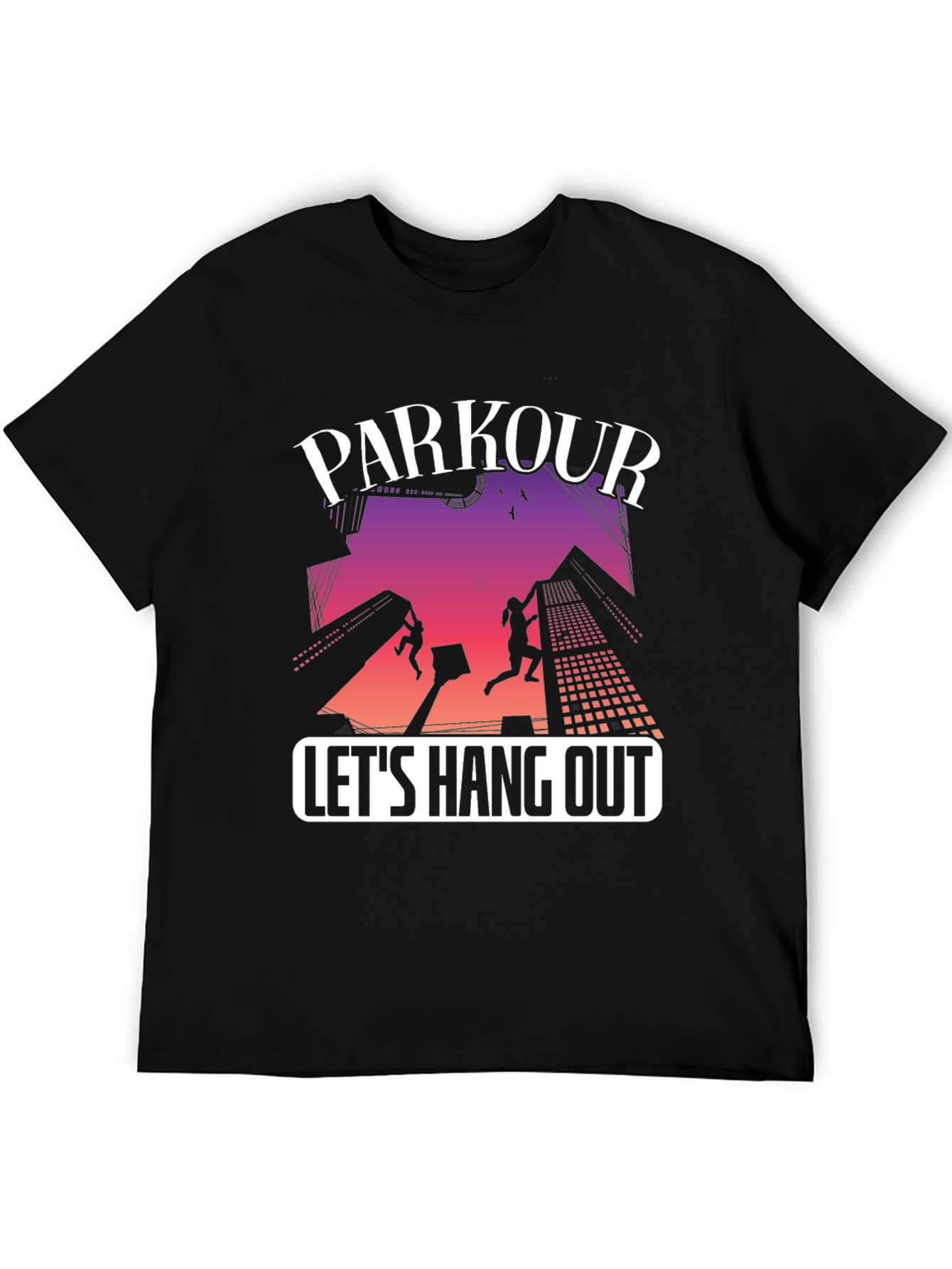 Parkour Lets Hang Out Black Graphic Tee