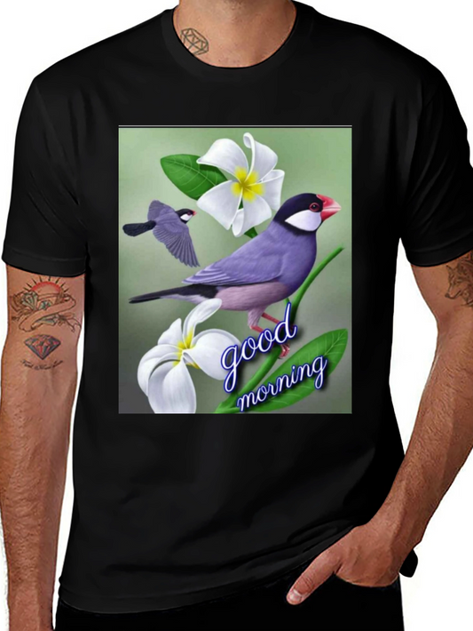 Bird & Floral Graphic Tee - Good Morning