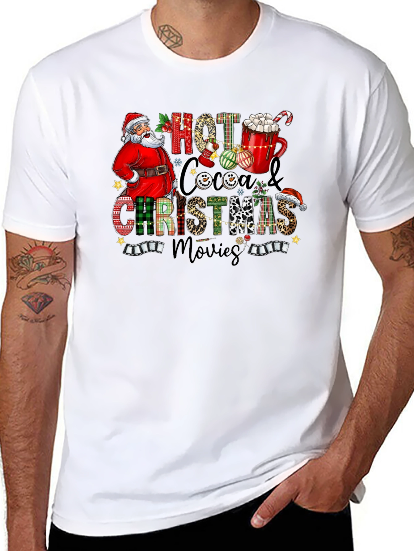 Festive Christmas T-Shirt: Hot Cocoa & Movies