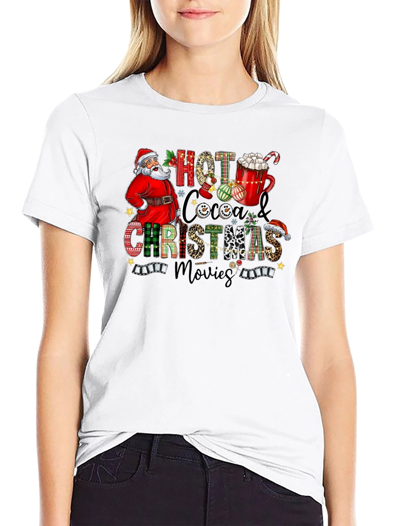 Festive Christmas T-Shirt: Hot Cocoa & Movies