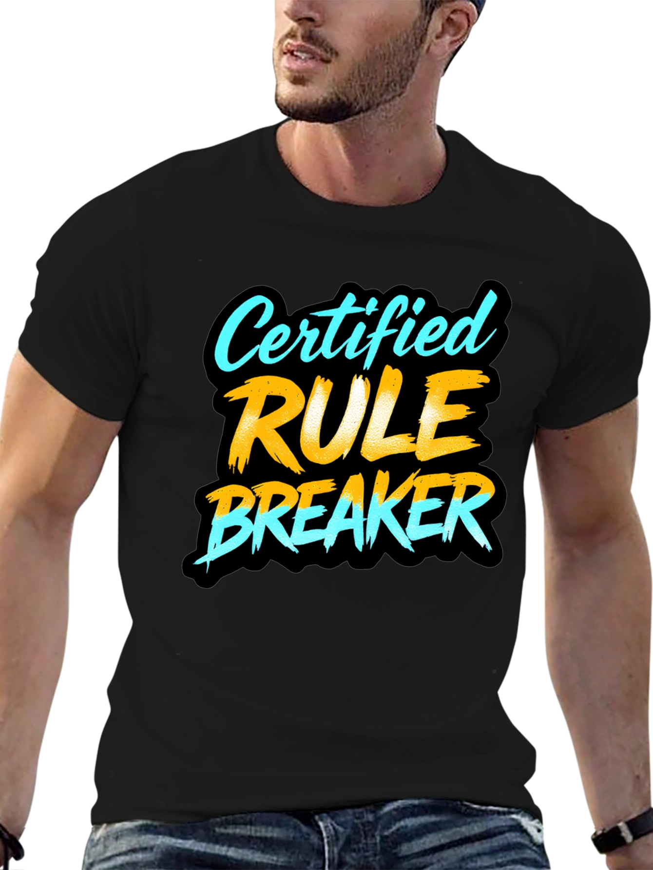 Certified Rule Breaker Graphic Tee - Black