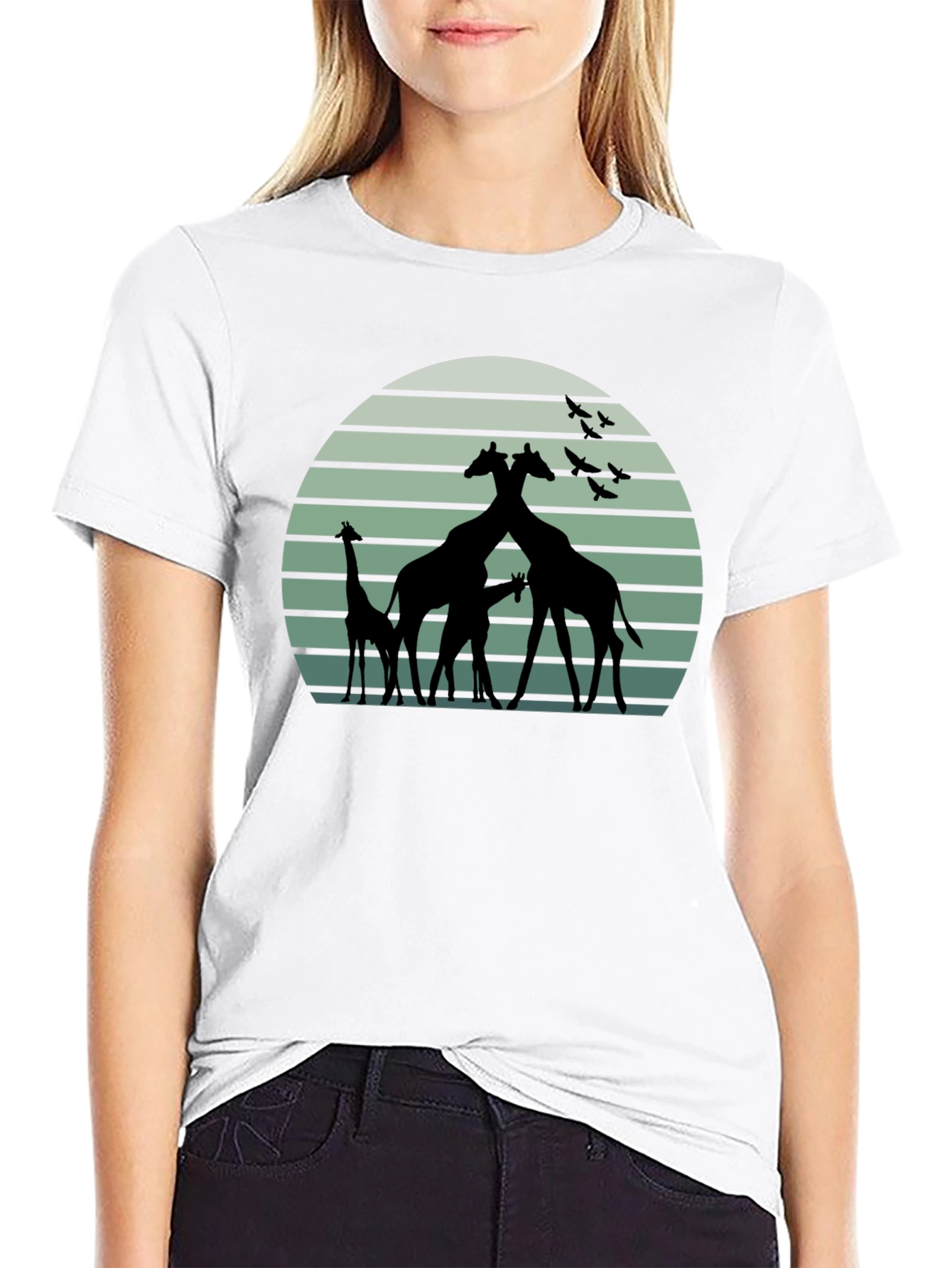 Giraffe Sunset Graphic T-Shirt - Unique Design