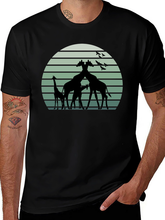 Giraffe Sunset Graphic T-Shirt - Unique Design