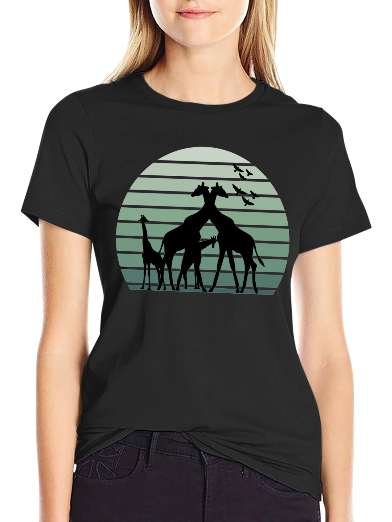Giraffe Sunset Graphic T-Shirt - Unique Design
