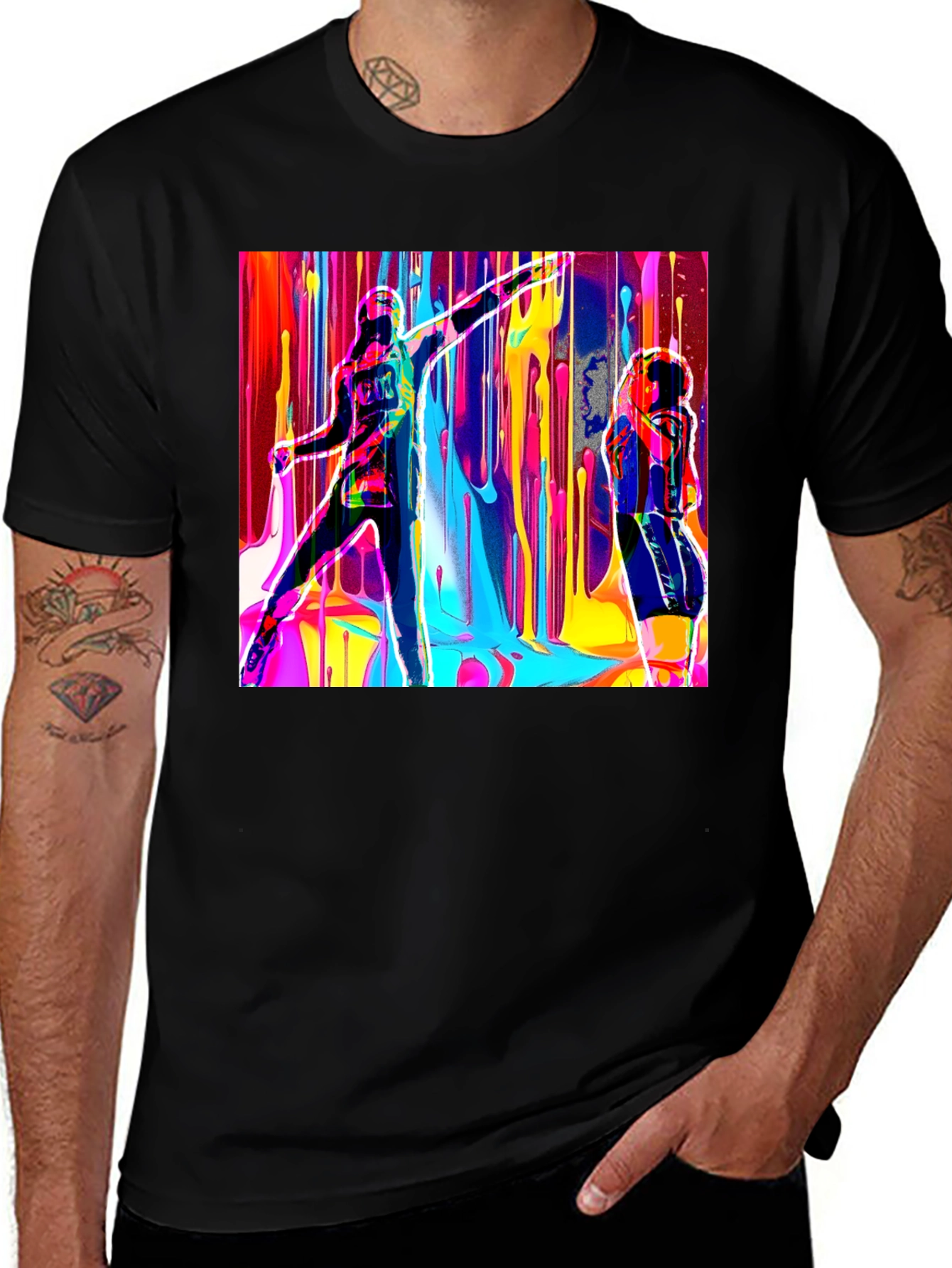 Abstract Art Drip Design Black T-Shirt
