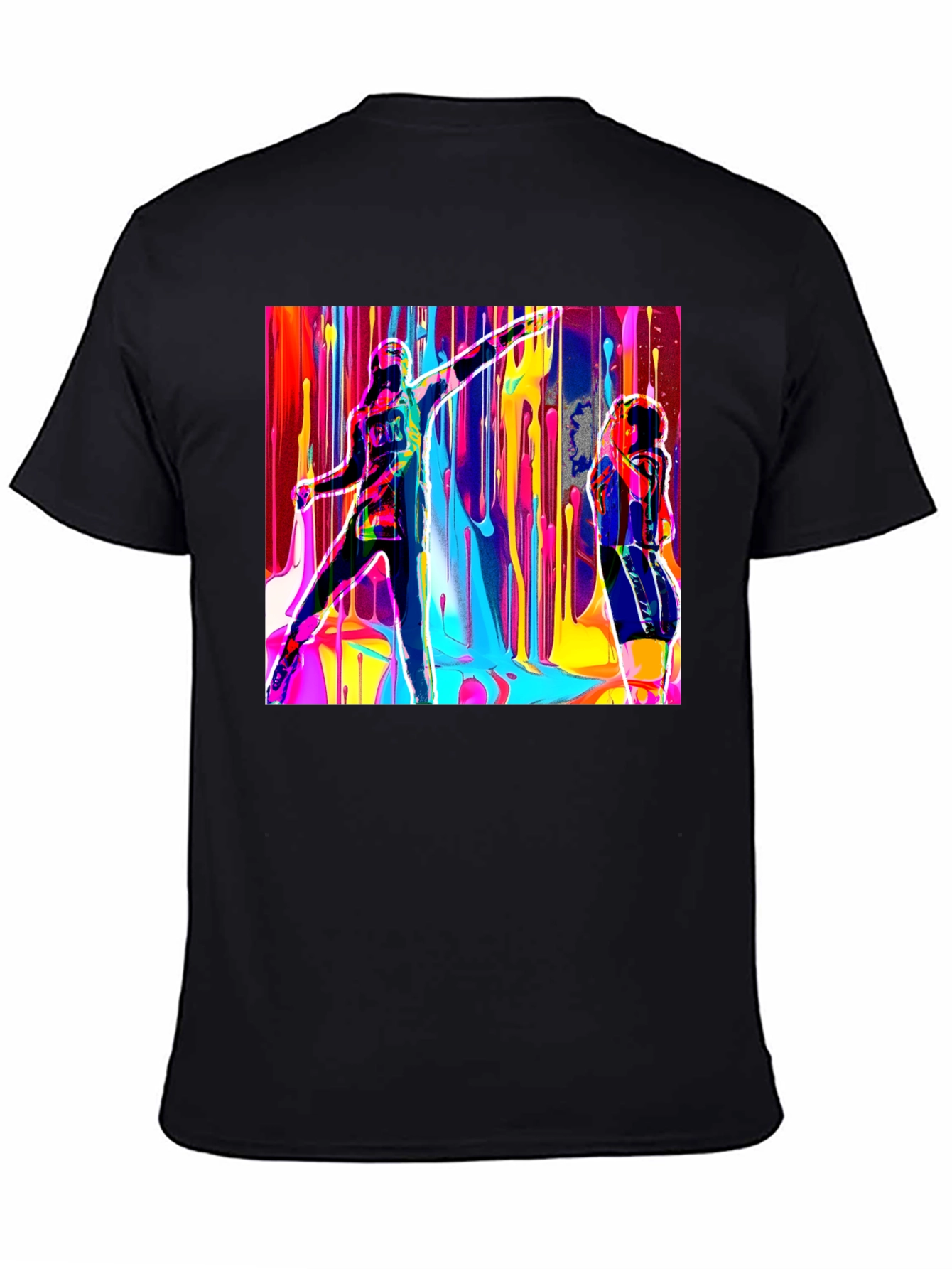 Abstract Art Drip Design Black T-Shirt