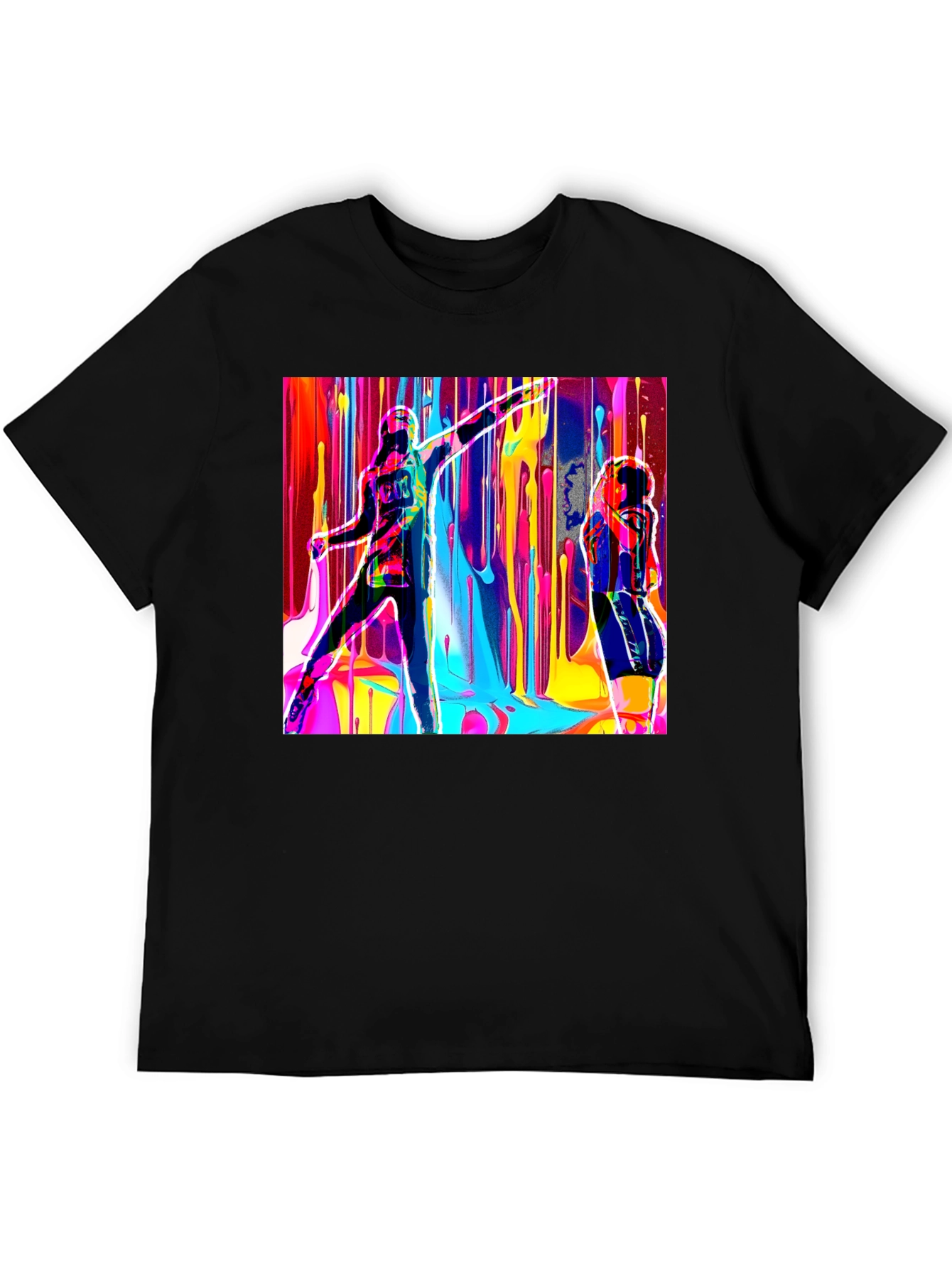 Abstract Art Drip Design Black T-Shirt